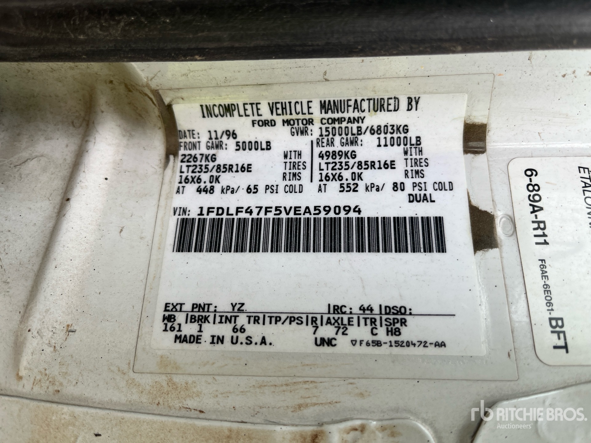 General Appearance with Serial Number / VIN