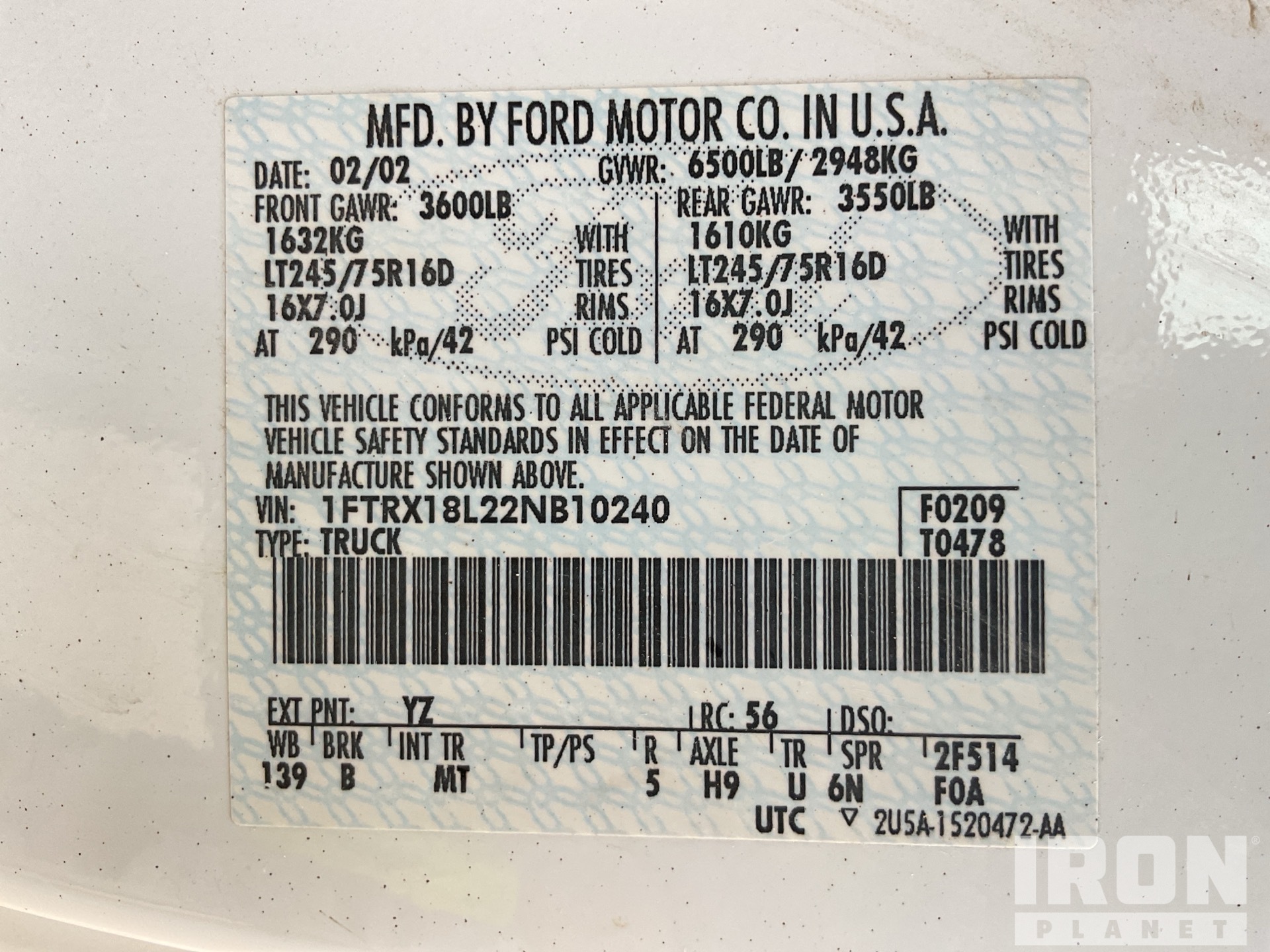 General Appearance with Serial Number / VIN