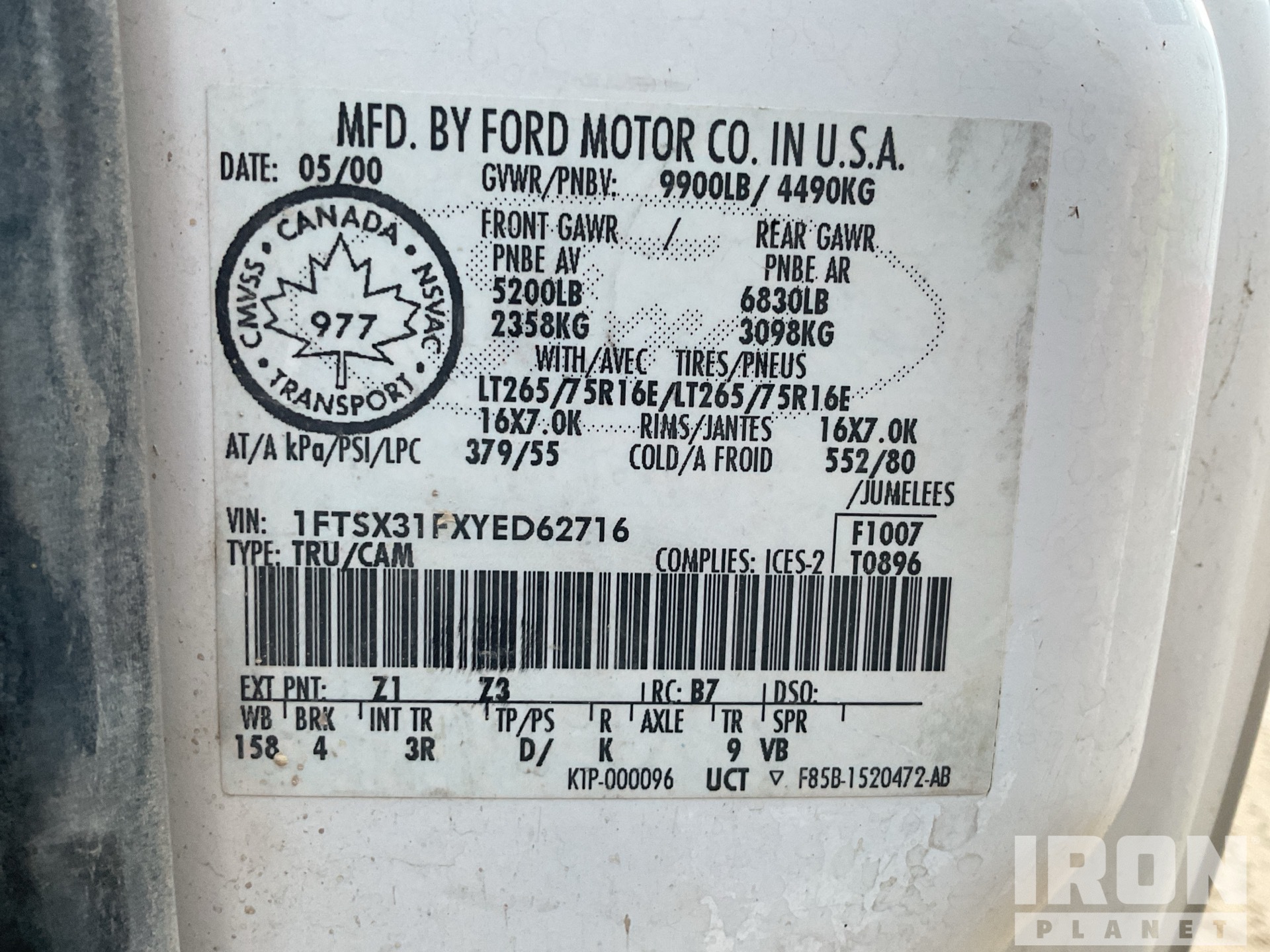 General Appearance with Serial Number / VIN