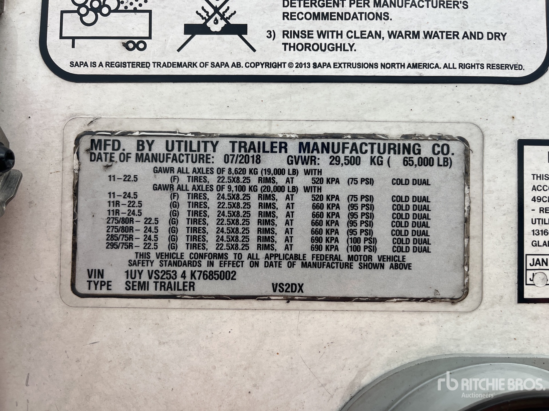 General Appearance with N.º de serie/VIN