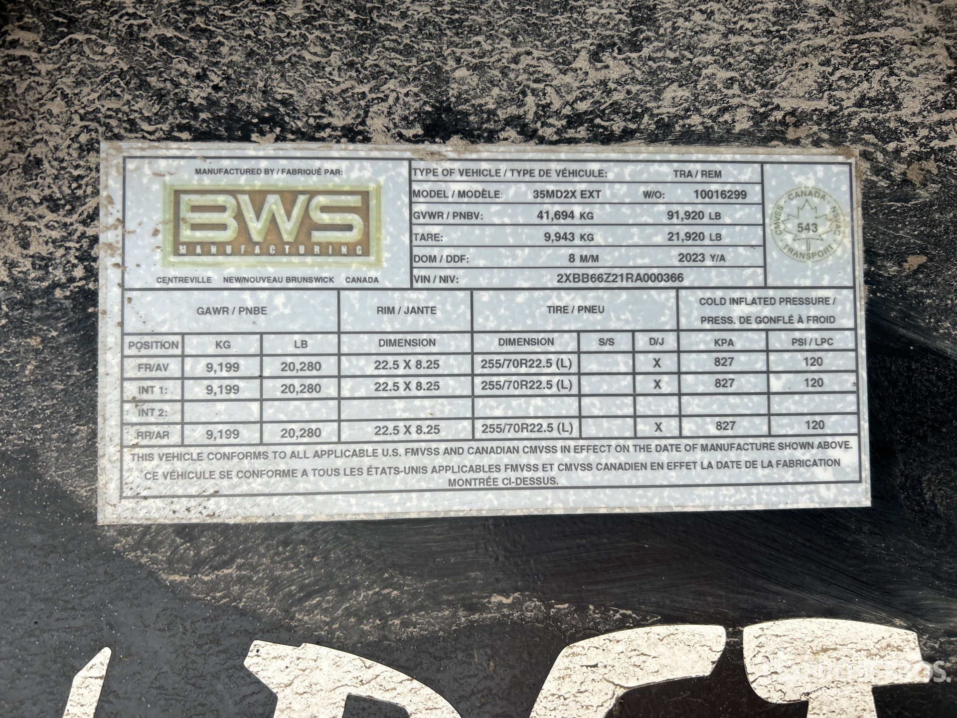 General Appearance with Serial Number / VIN