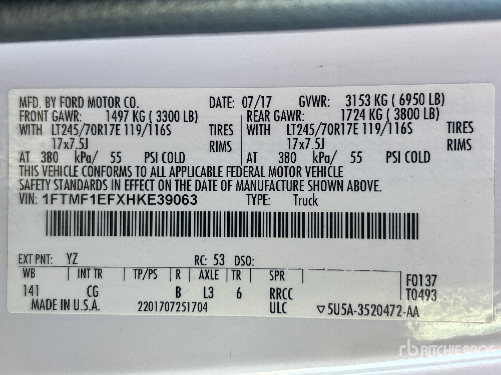 General Appearance with Numéro de série/Numéro d'identification du véhicule automobile