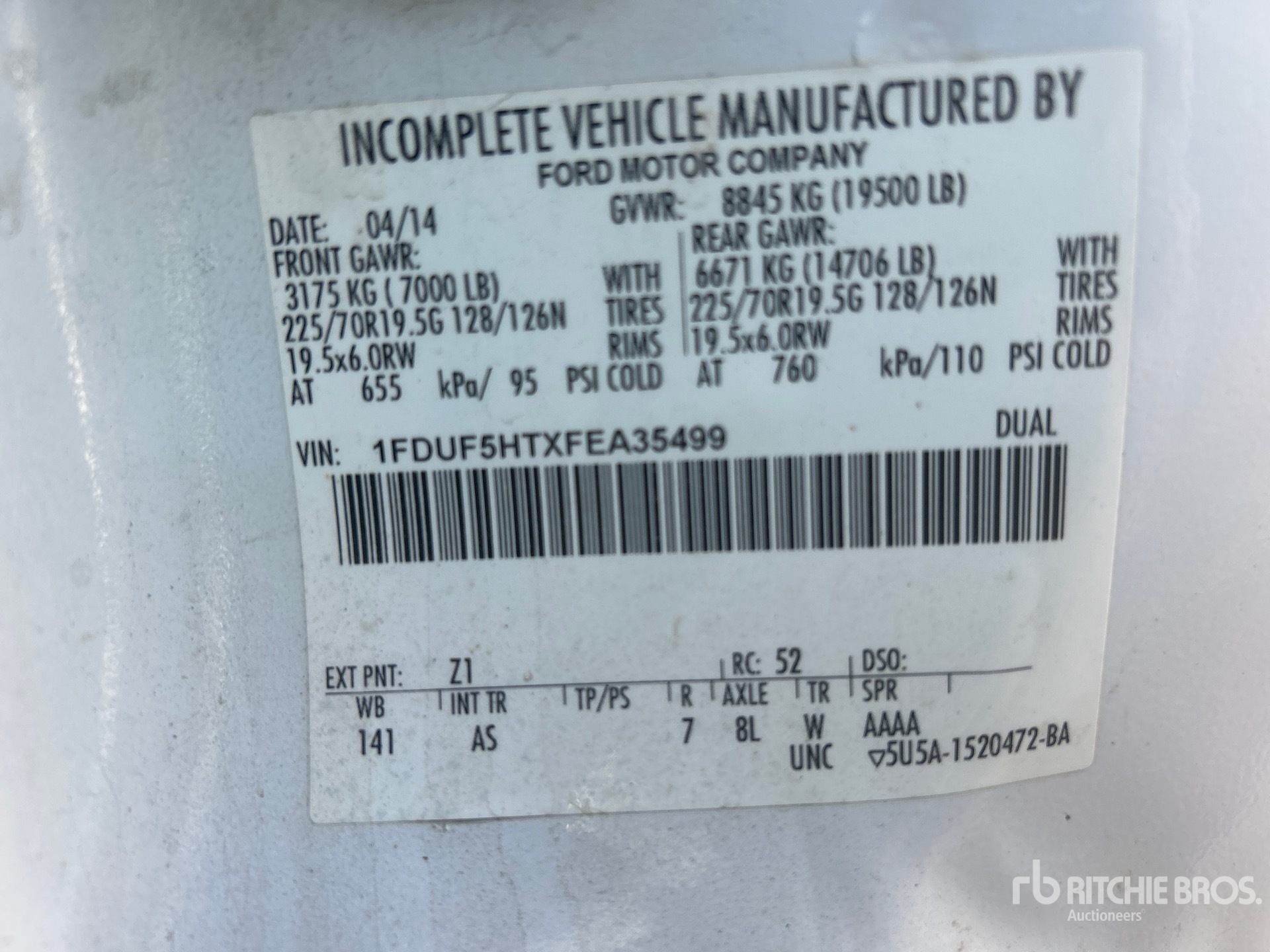 General Appearance with N.º de serie/VIN