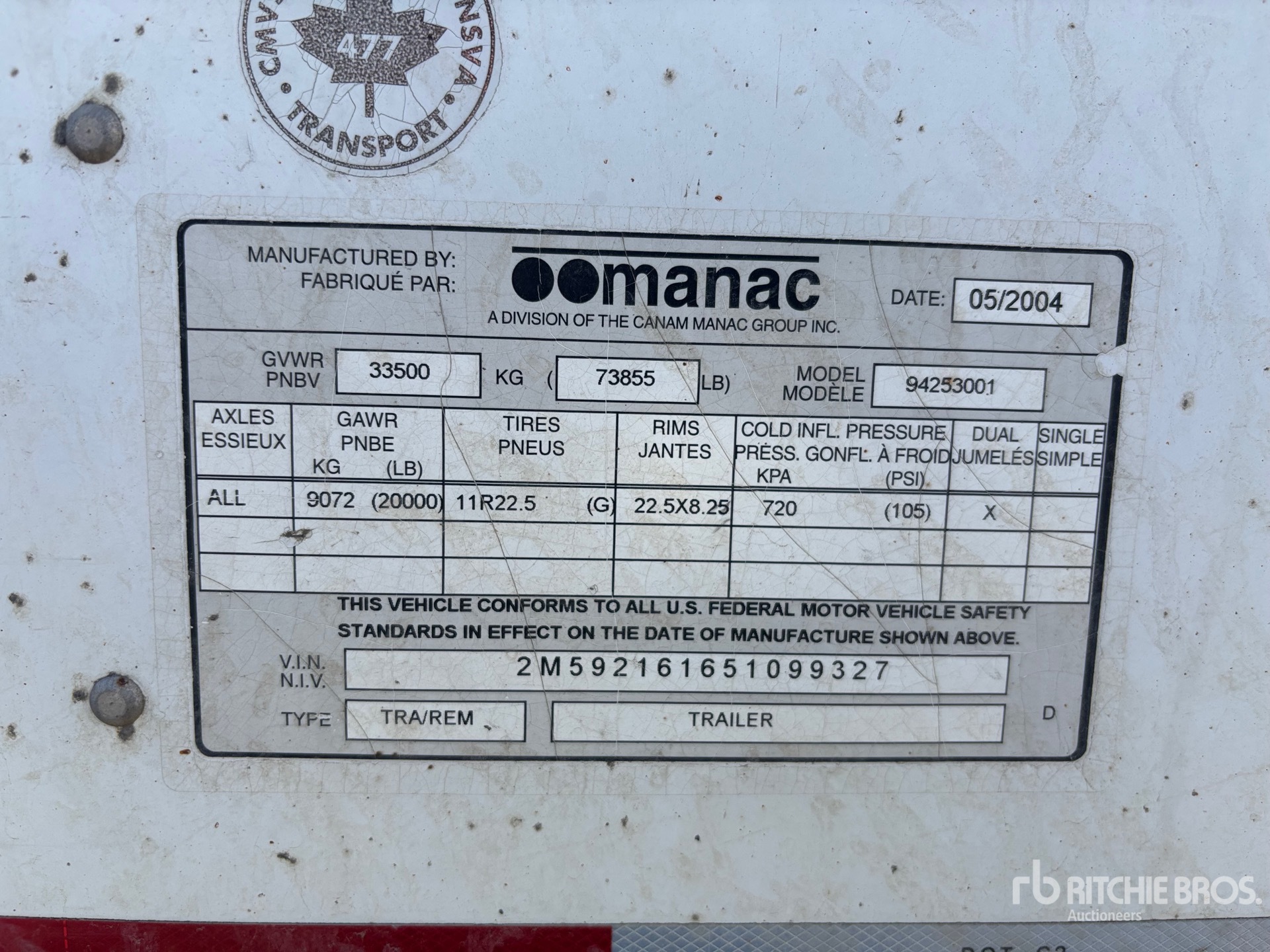 General Appearance with Serial Number / VIN