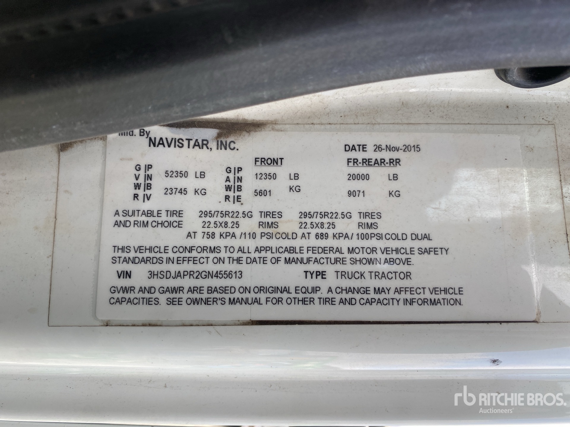 General Appearance with Serial Number / VIN