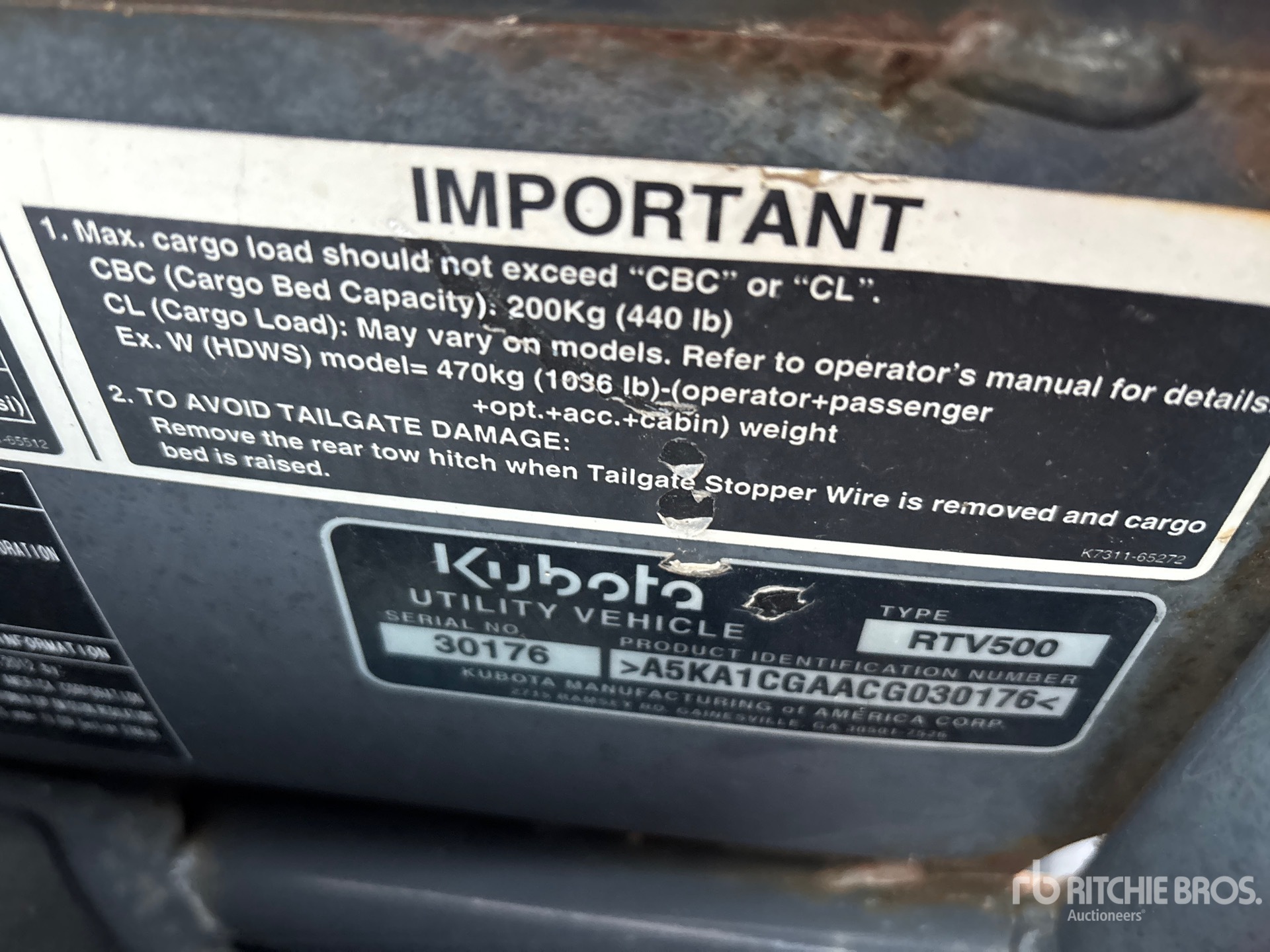 General Appearance with Serial Number / VIN