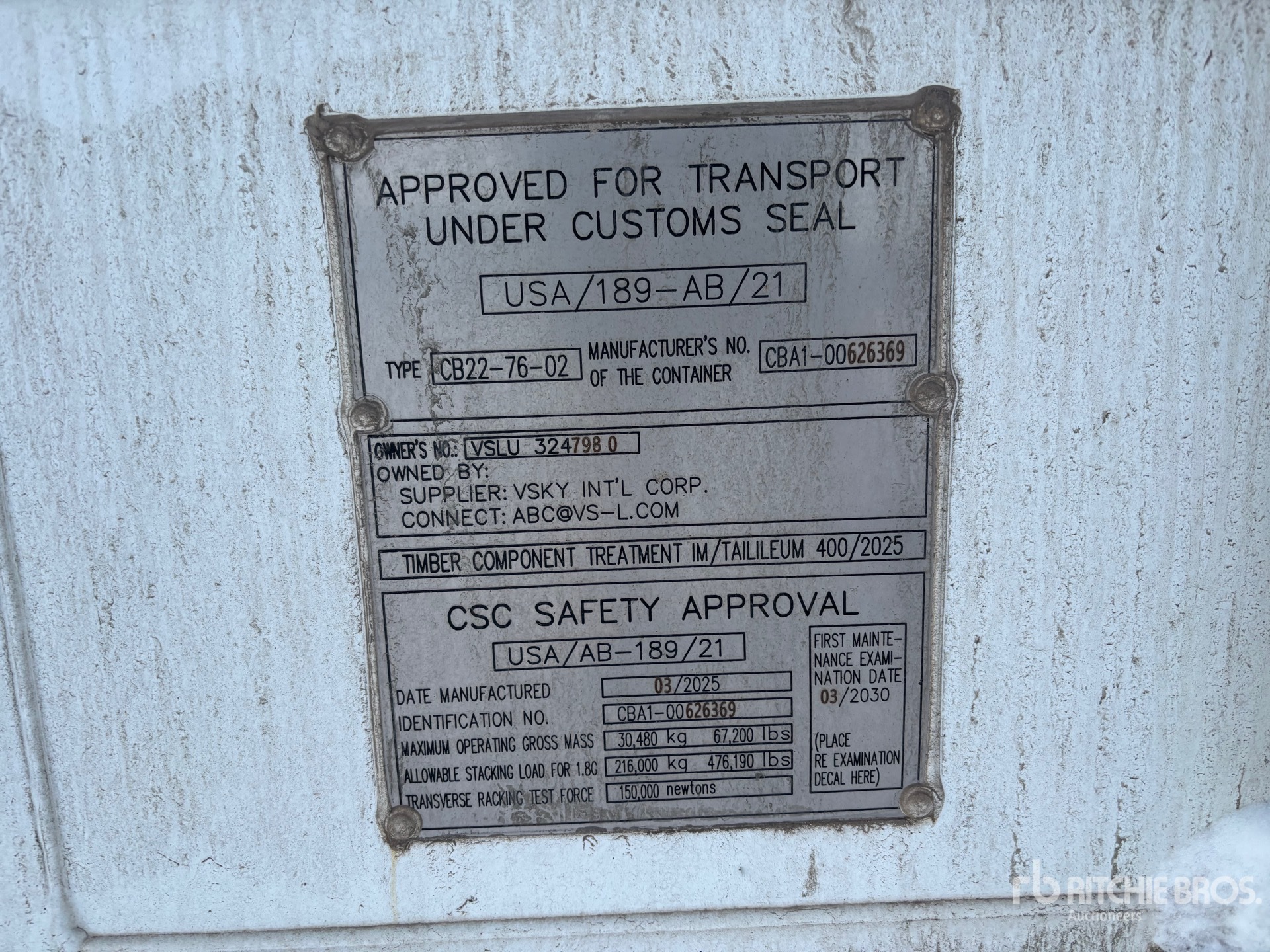 General Appearance with Serial Number / VIN