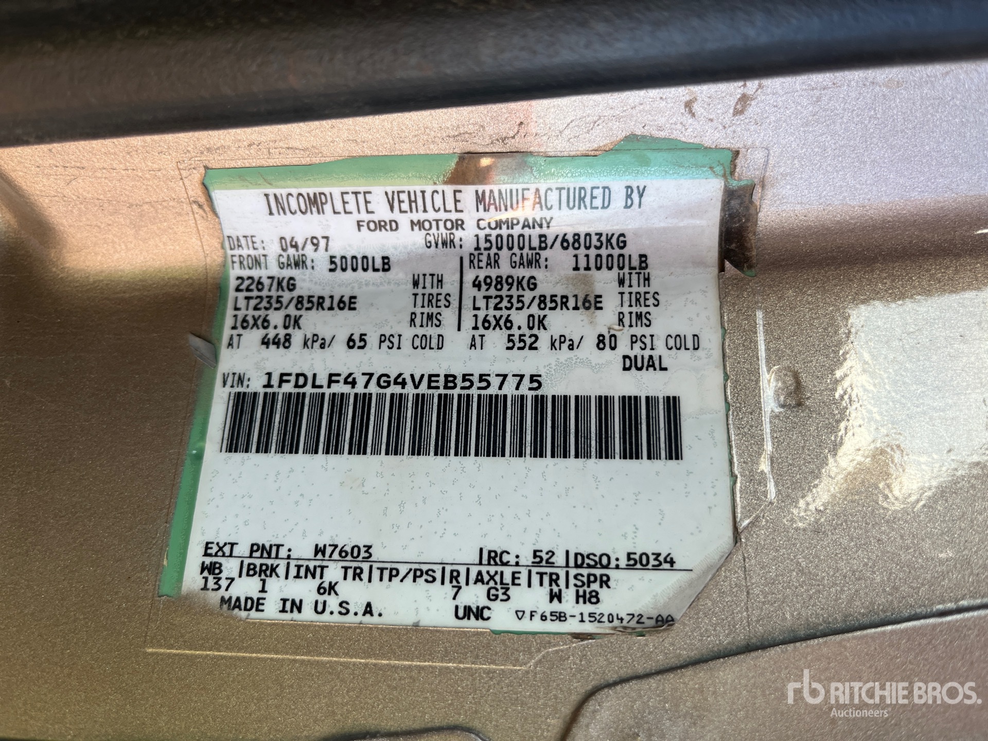 General Appearance with Serial Number / VIN