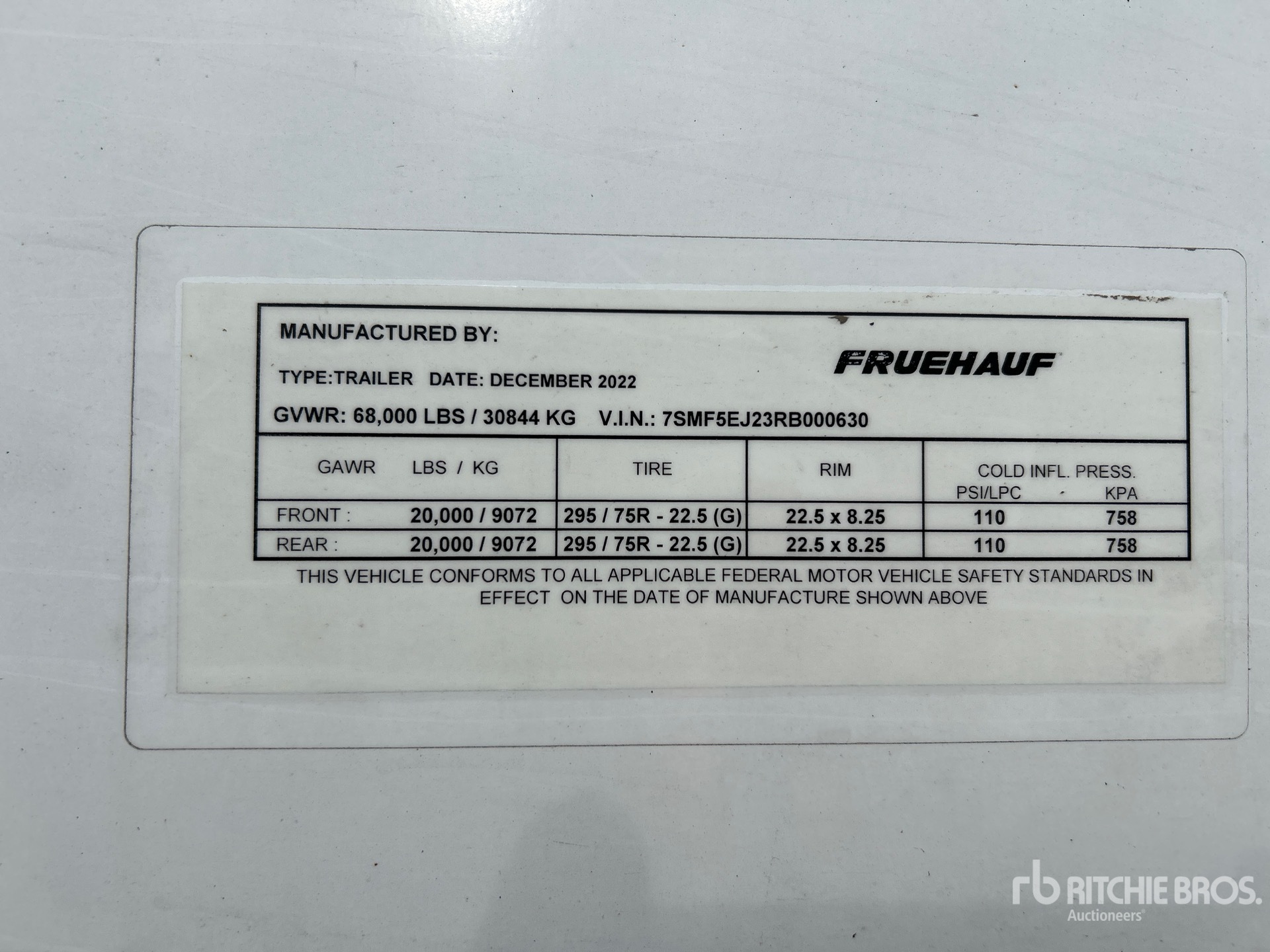 General Appearance with Serial Number / VIN