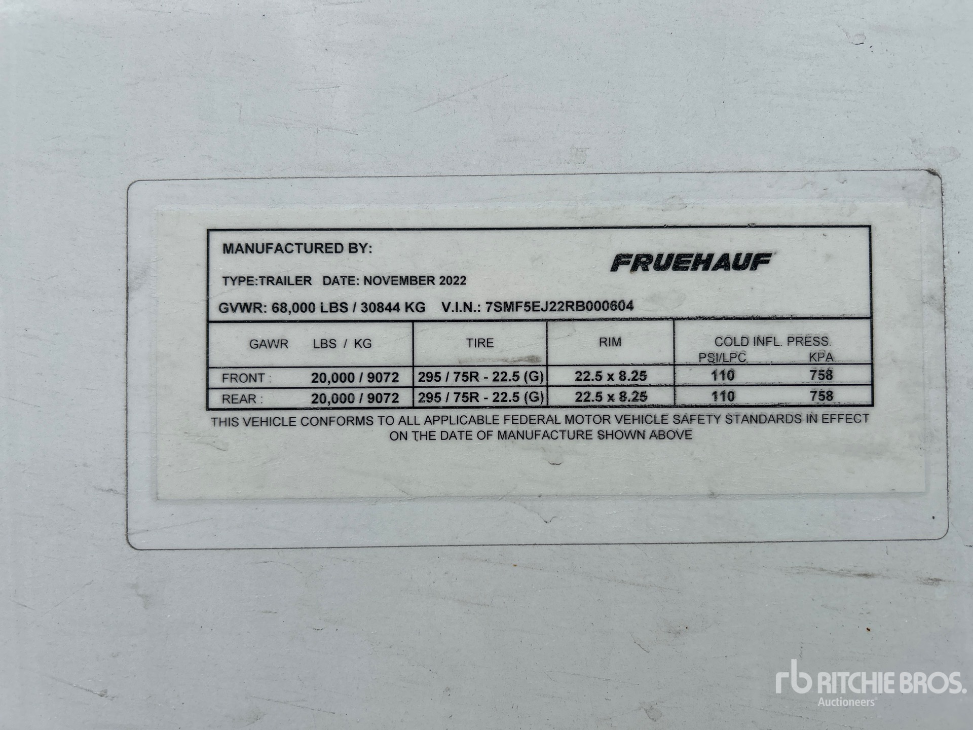 General Appearance with Serial Number / VIN