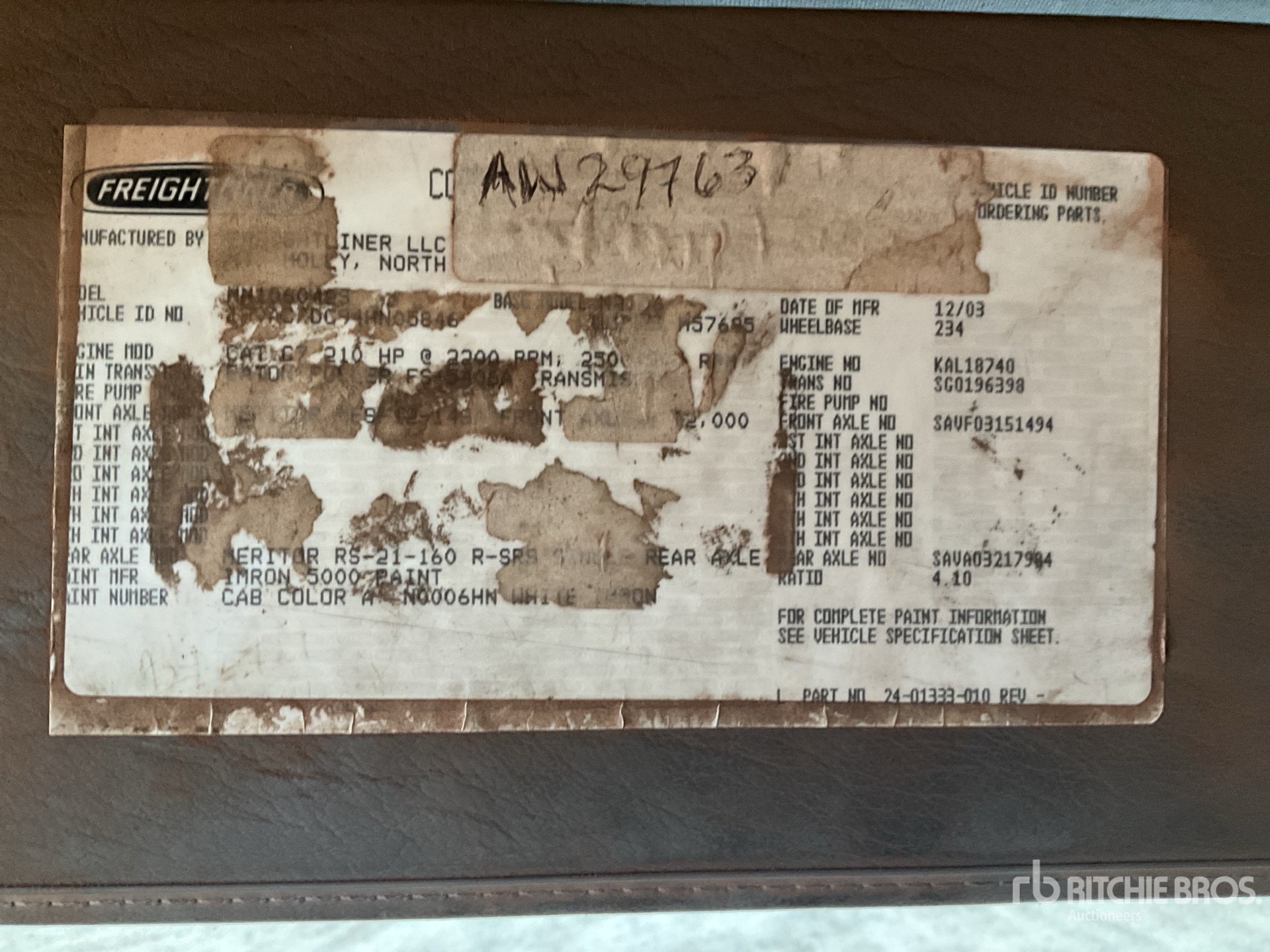 General Appearance with Serial Number / VIN