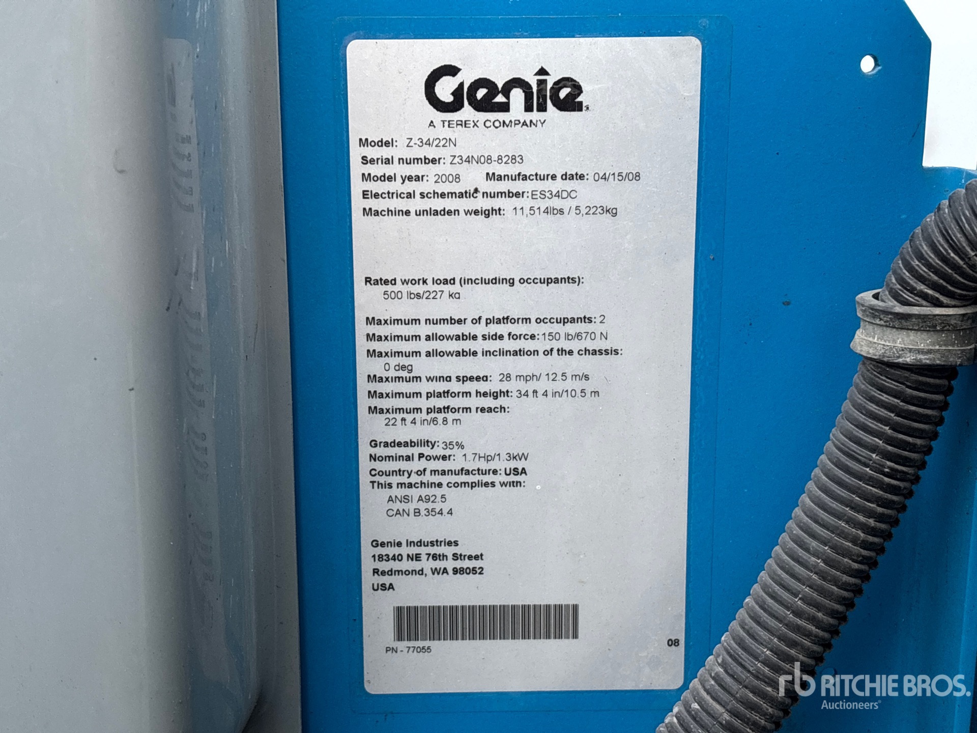 General Appearance with Serial Number / VIN