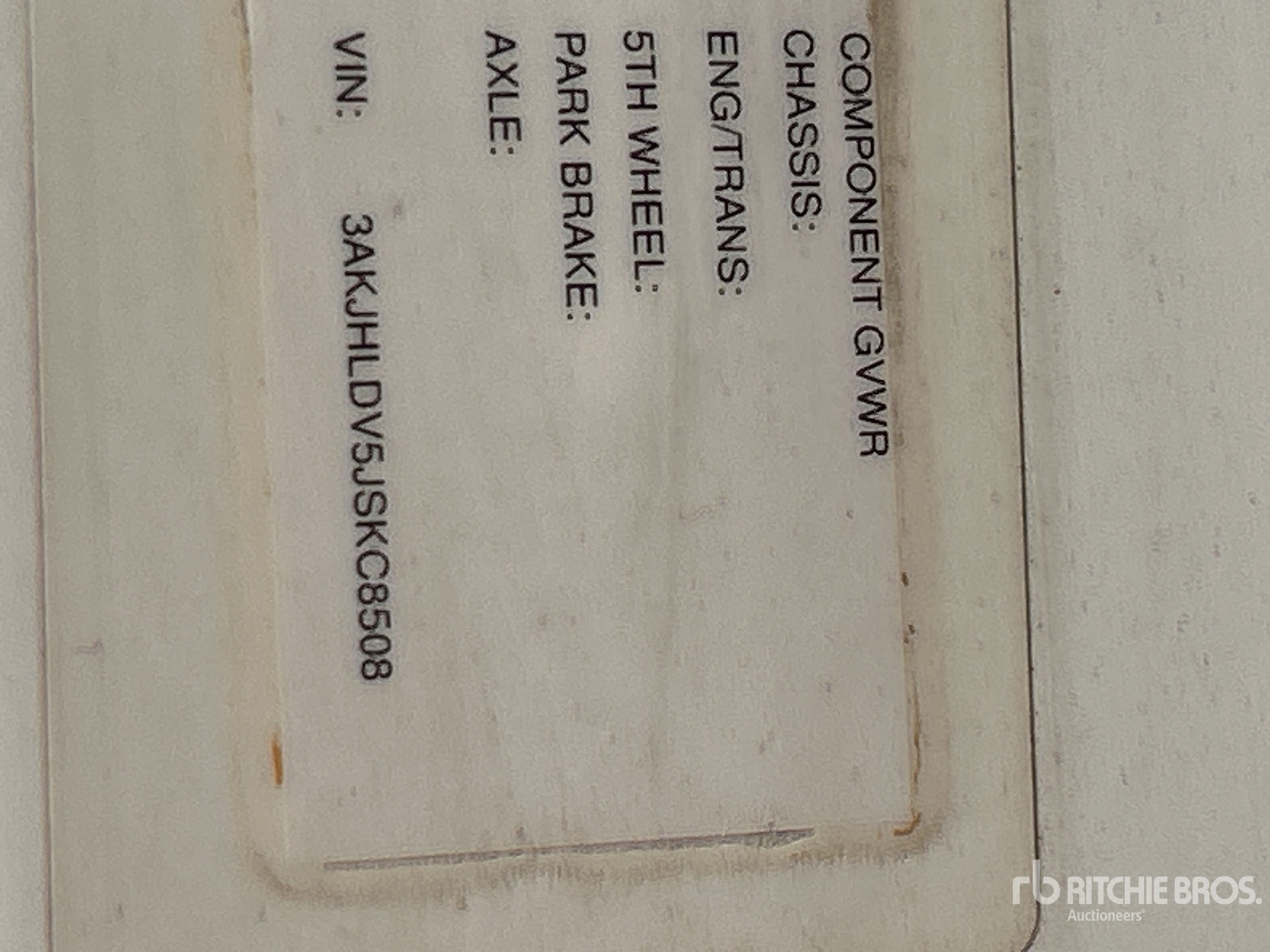 General Appearance with Serial Number / VIN