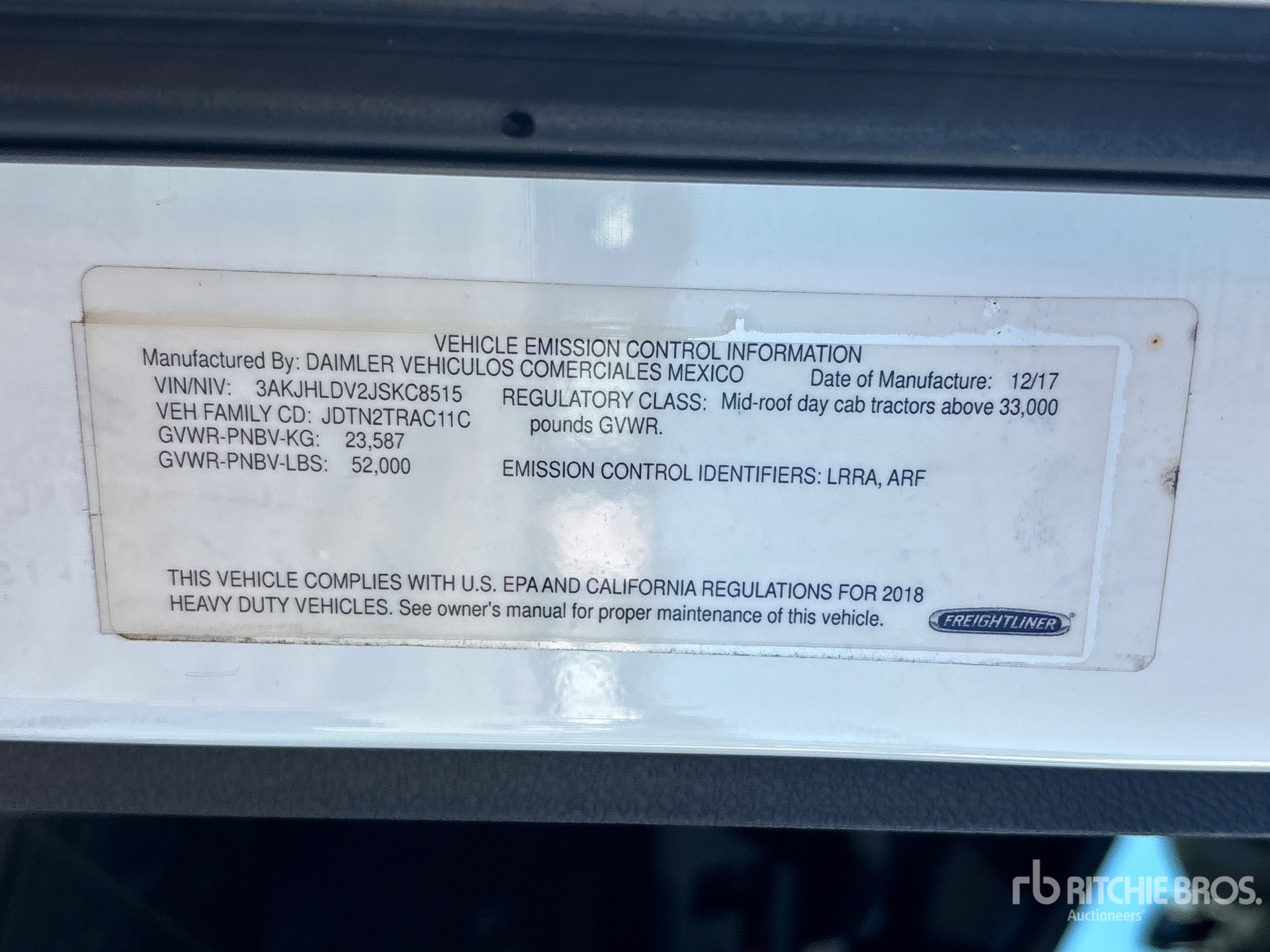 General Appearance with Serial Number / VIN