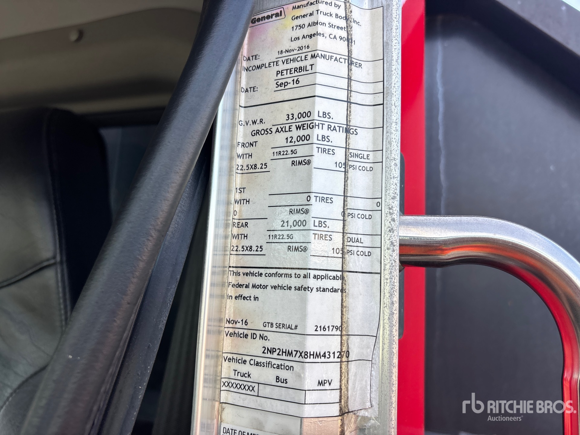 General Appearance with Serial Number / VIN