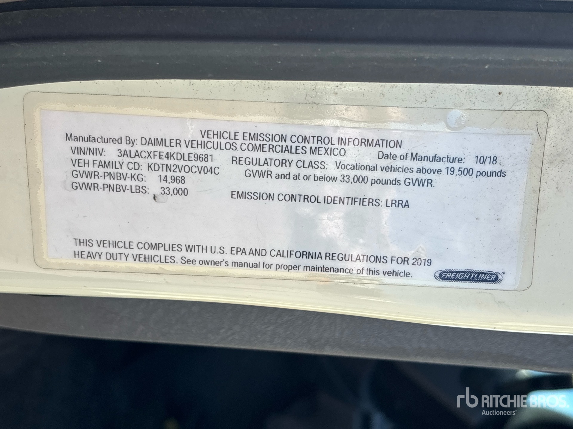 General Appearance with Serial Number / VIN