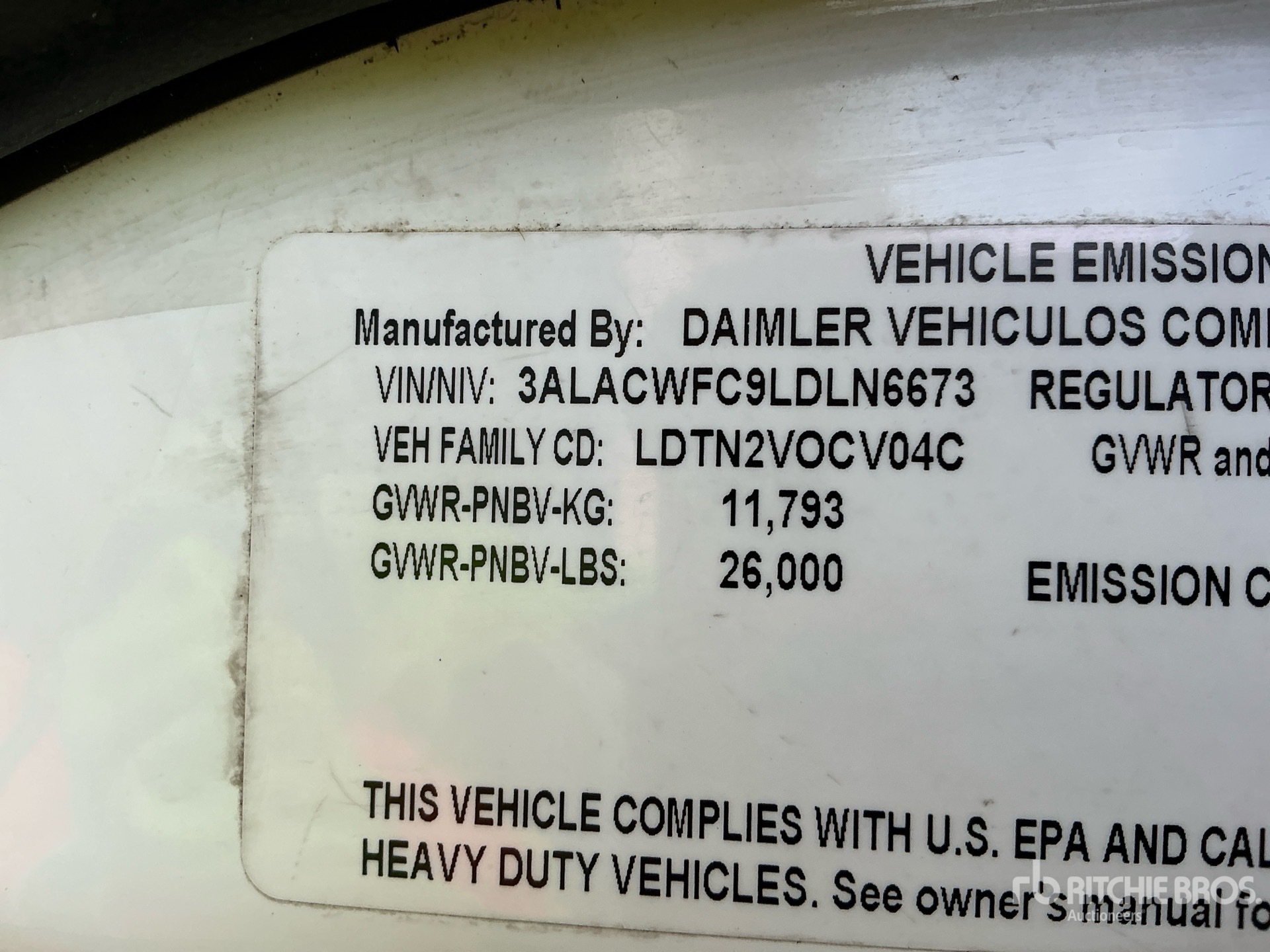 General Appearance with Serial Number / VIN