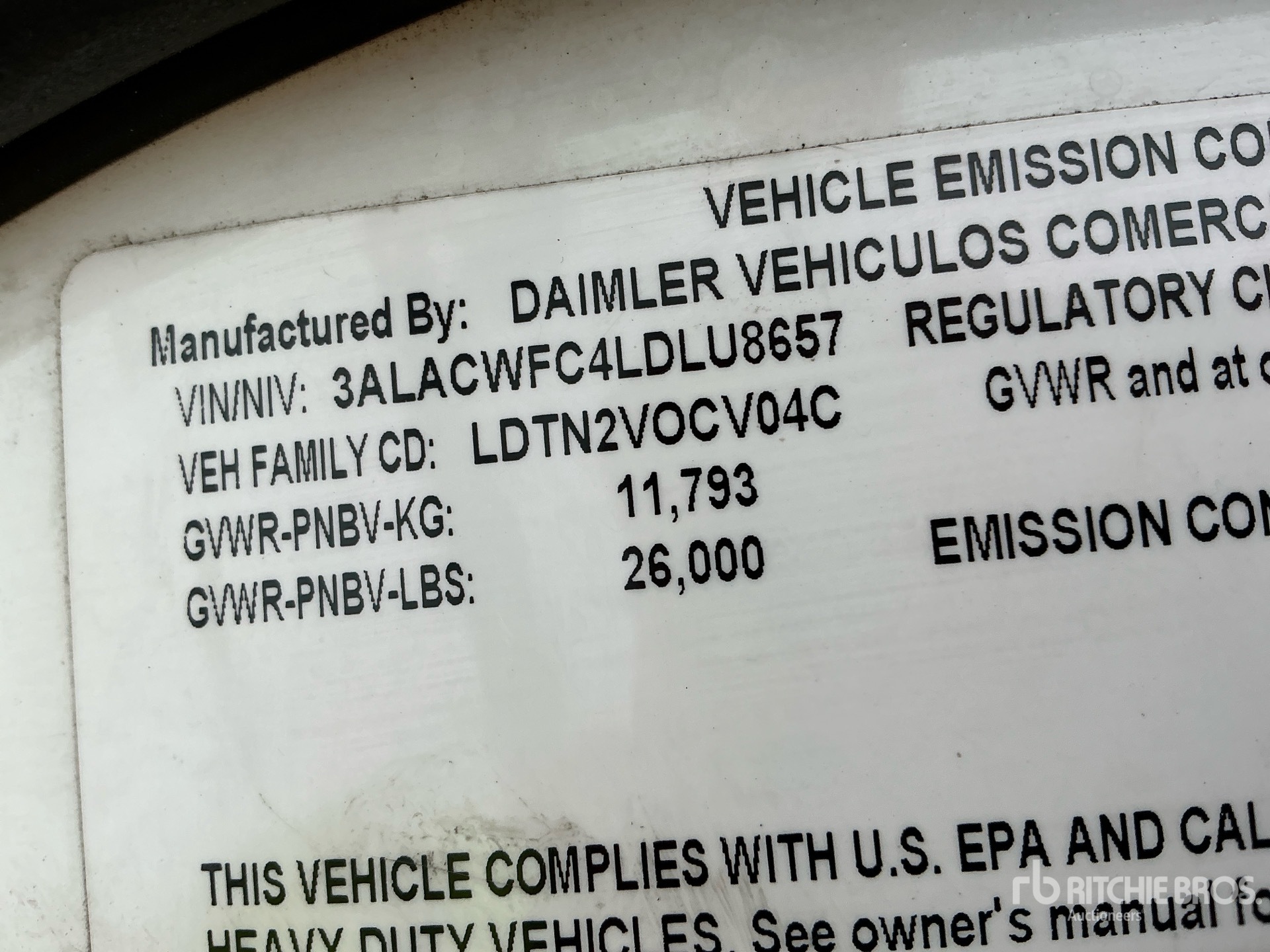 General Appearance with Serial Number / VIN