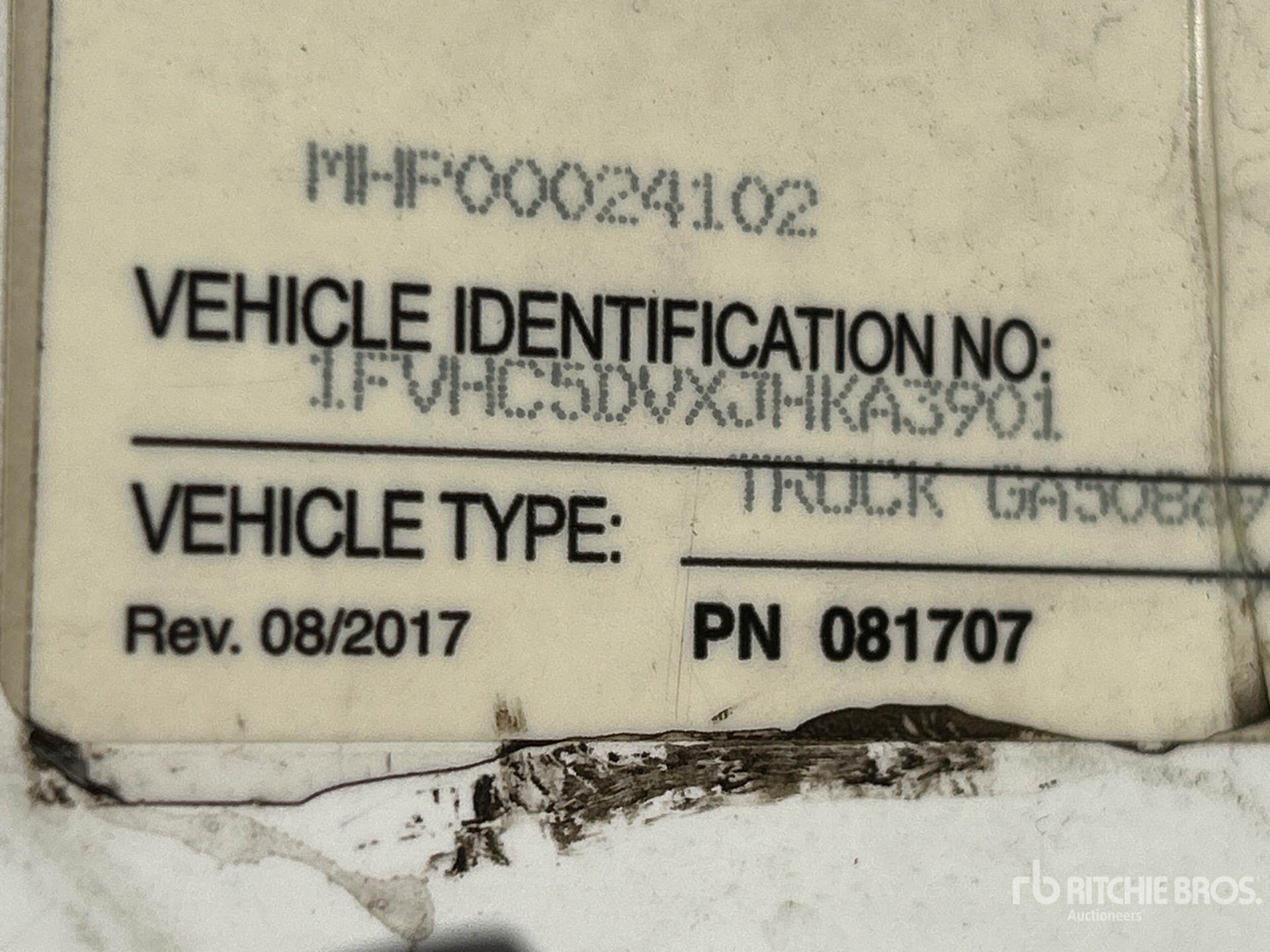 General Appearance with Serial Number / VIN