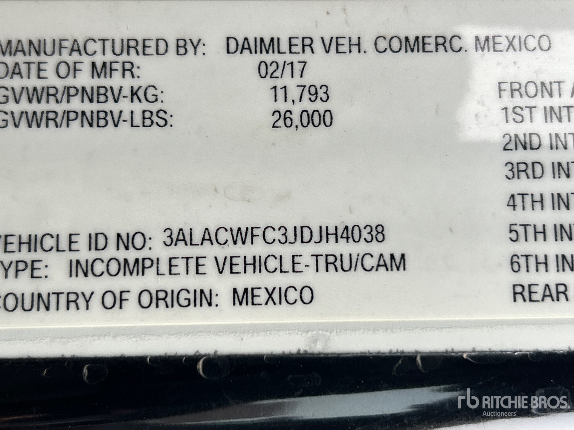 General Appearance with Serial Number / VIN