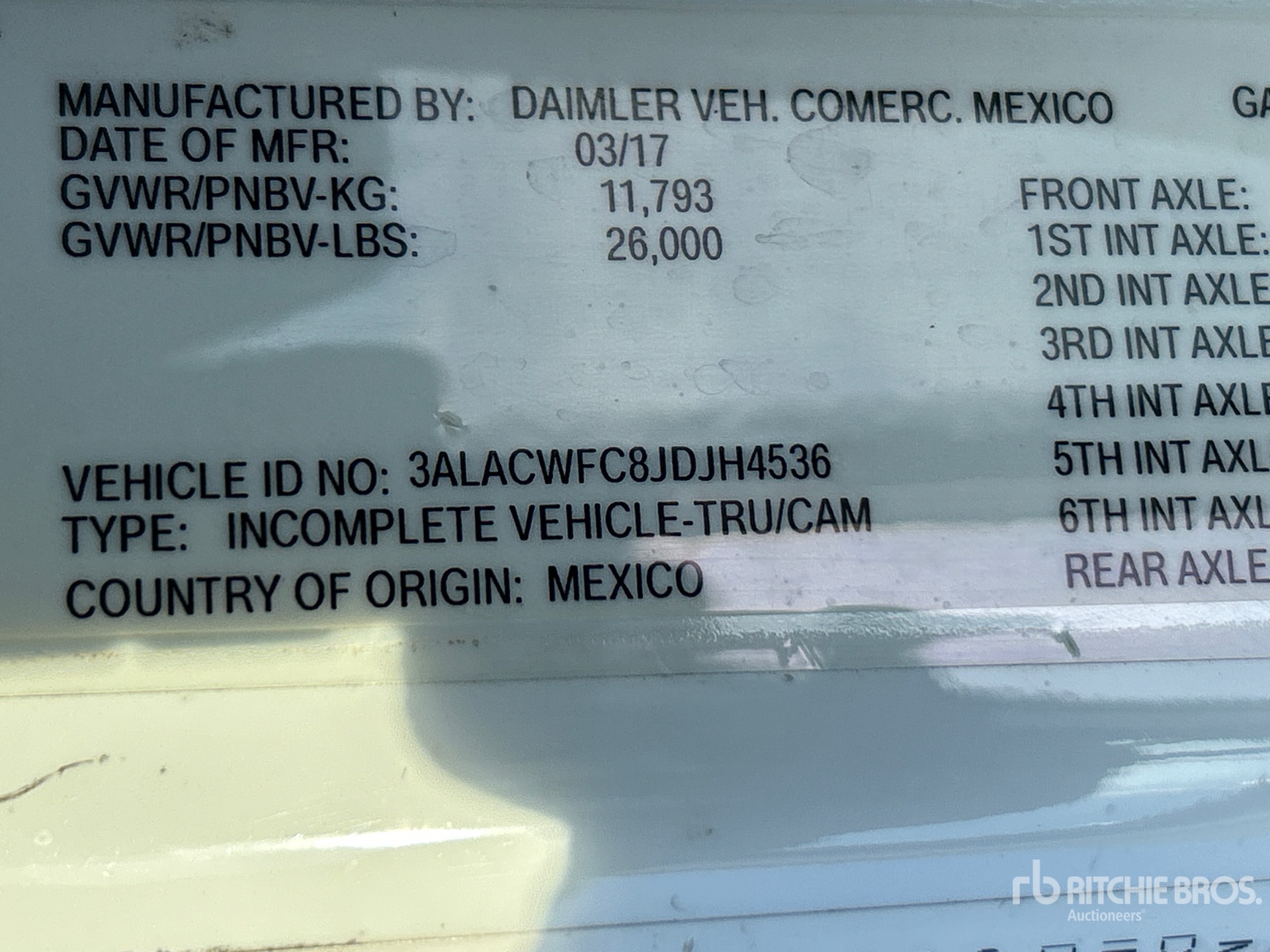 General Appearance with Serial Number / VIN