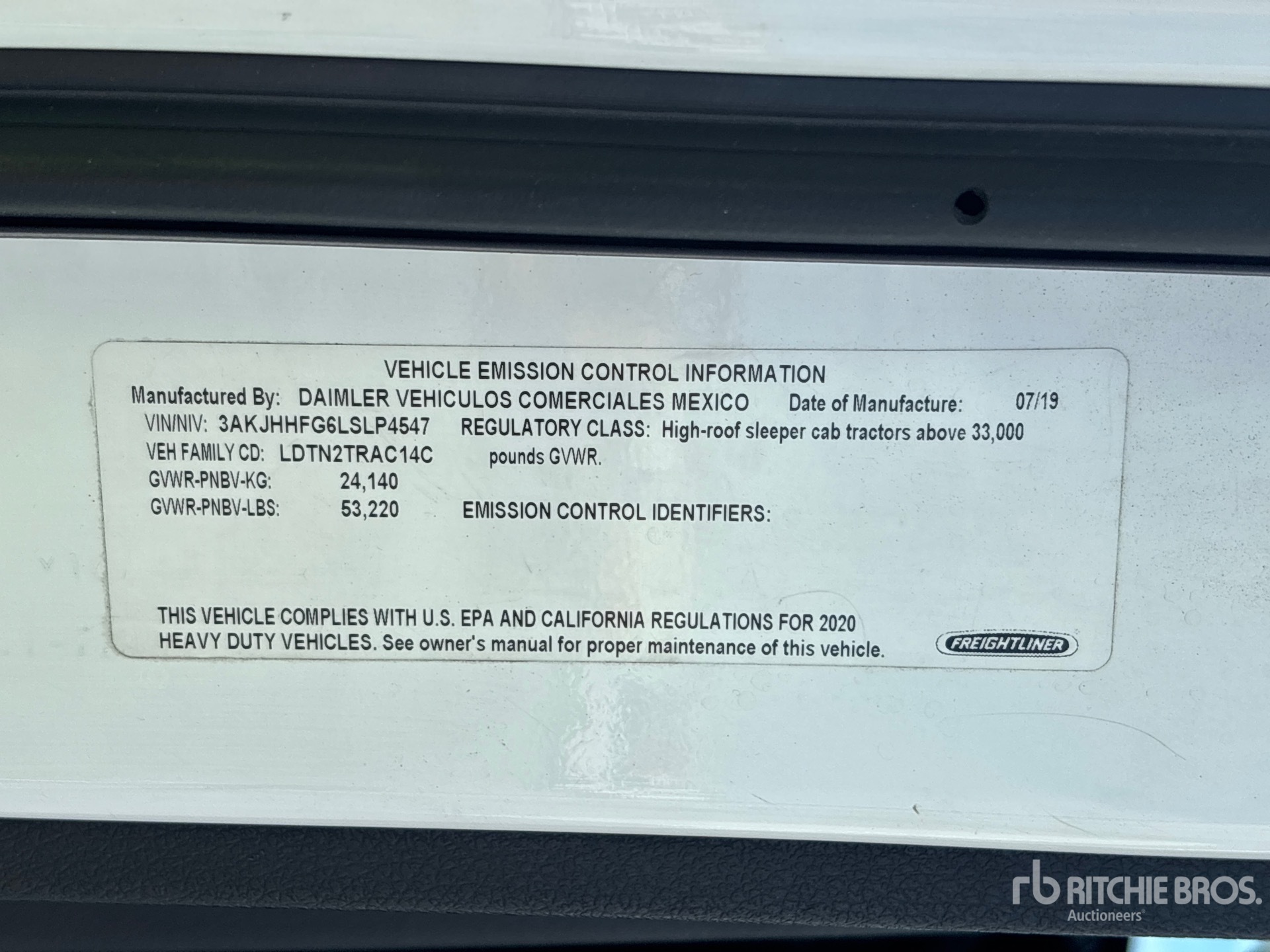 General Appearance with Serial Number / VIN