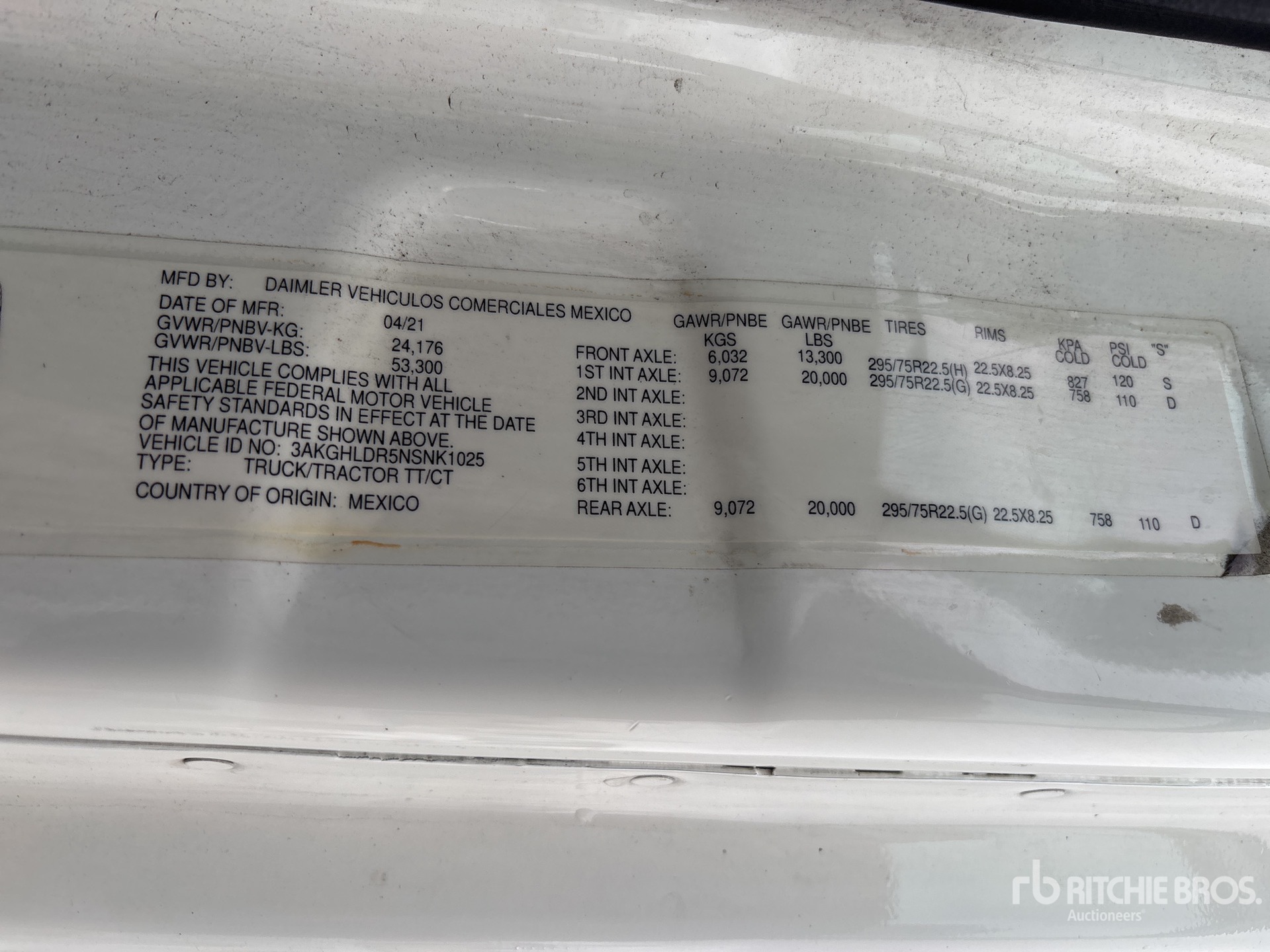 General Appearance with N.º de serie/VIN