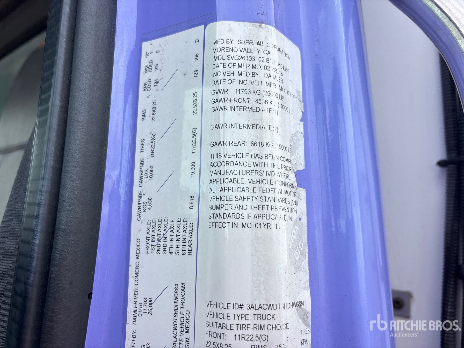 General Appearance with Serial Number / VIN