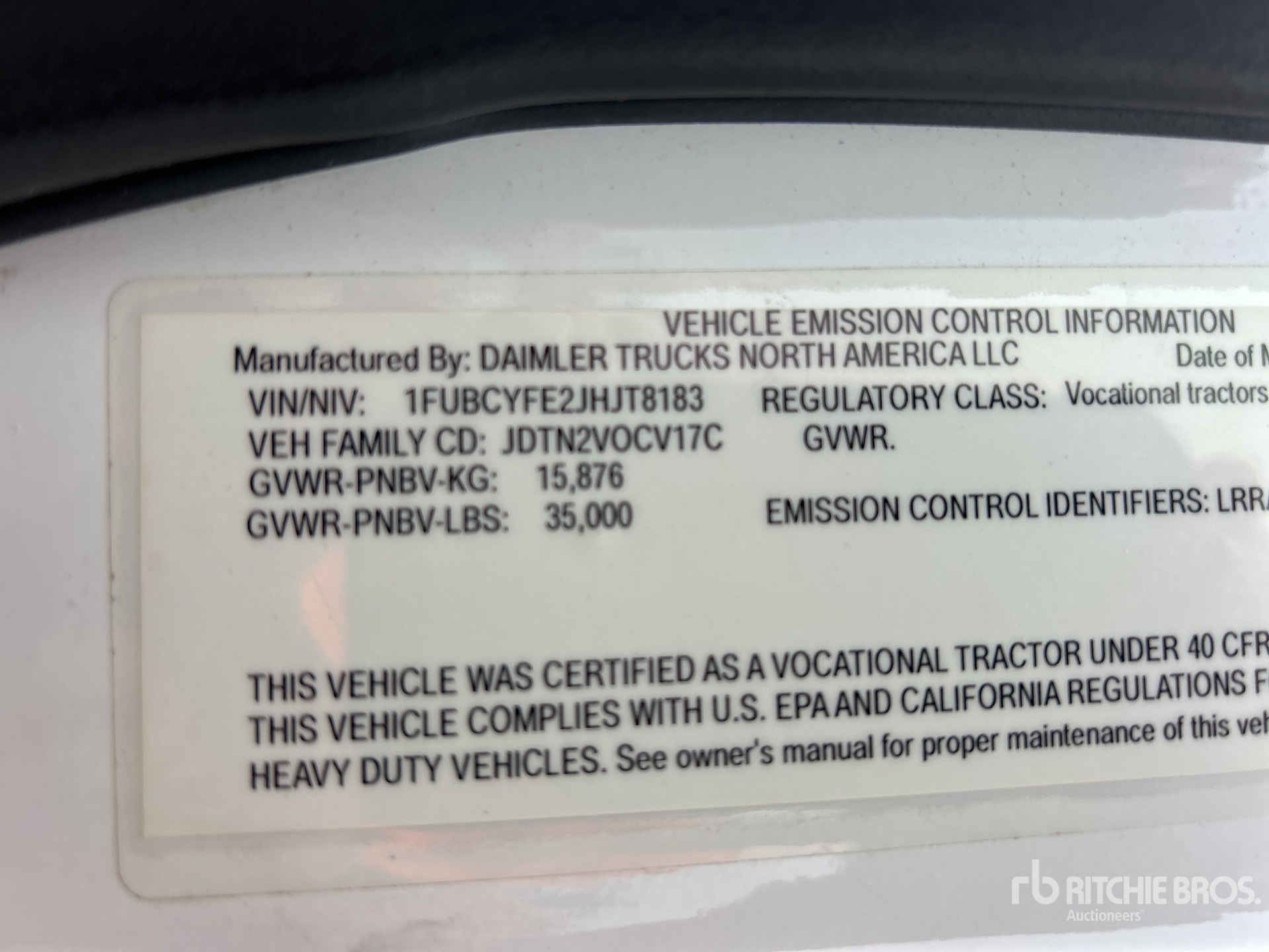 General Appearance with Serial Number / VIN