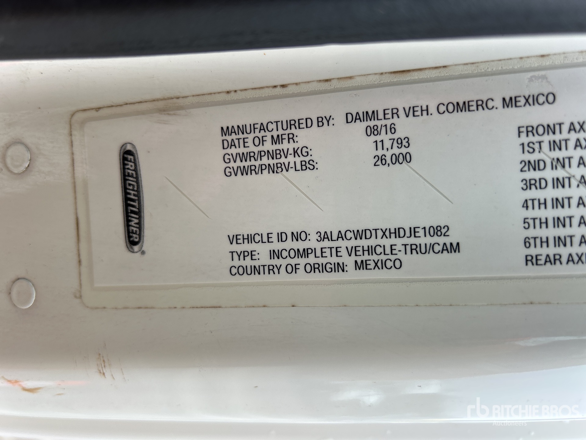 General Appearance with N.º de serie/VIN