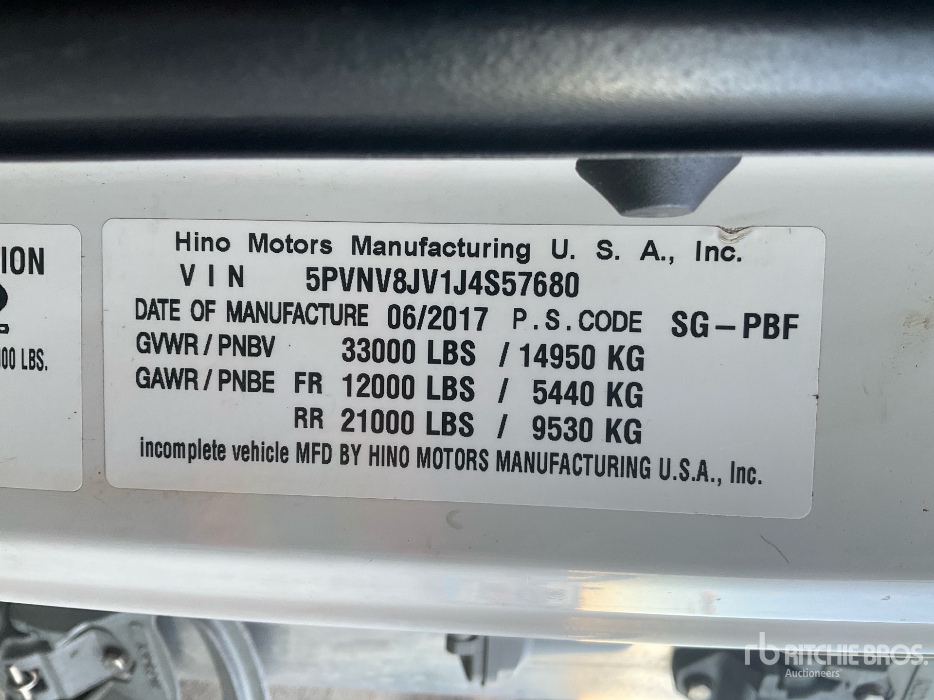 General Appearance with Serial Number / VIN