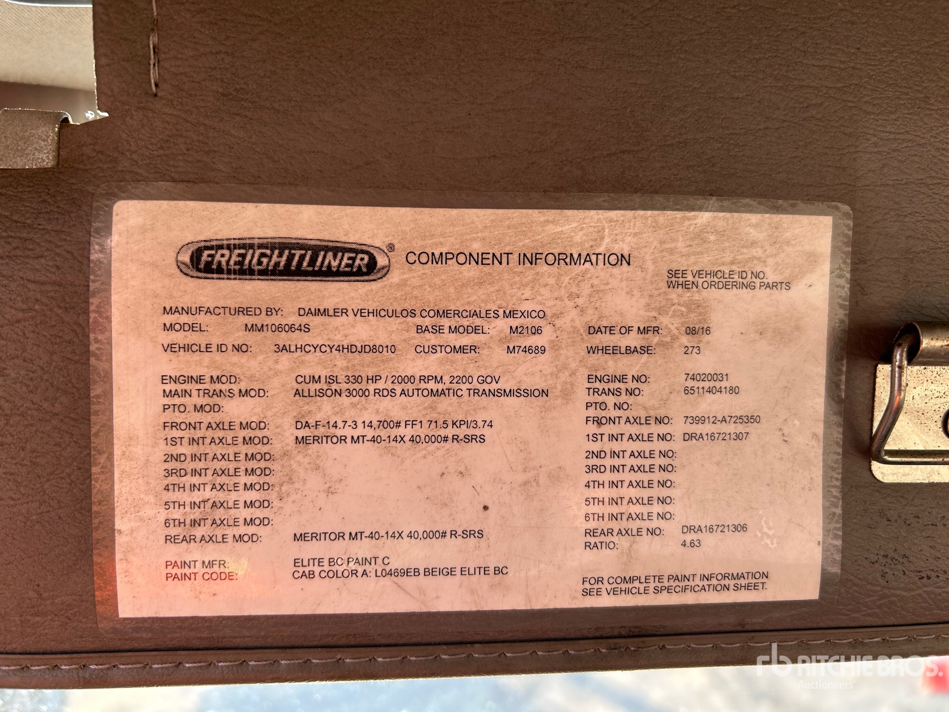 General Appearance with Serial Number / VIN