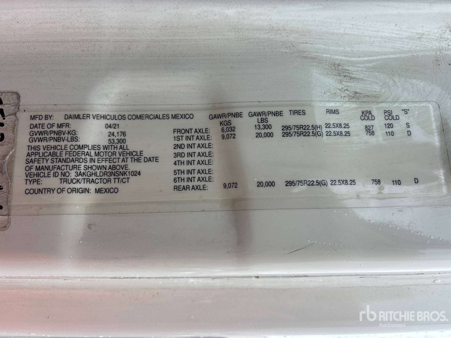 General Appearance with N.º de serie/VIN