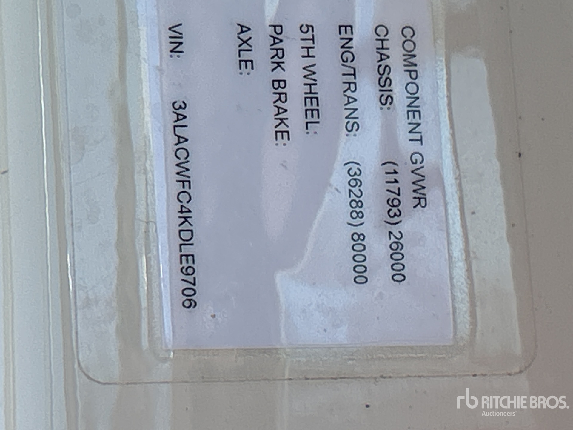 General Appearance with Serial Number / VIN