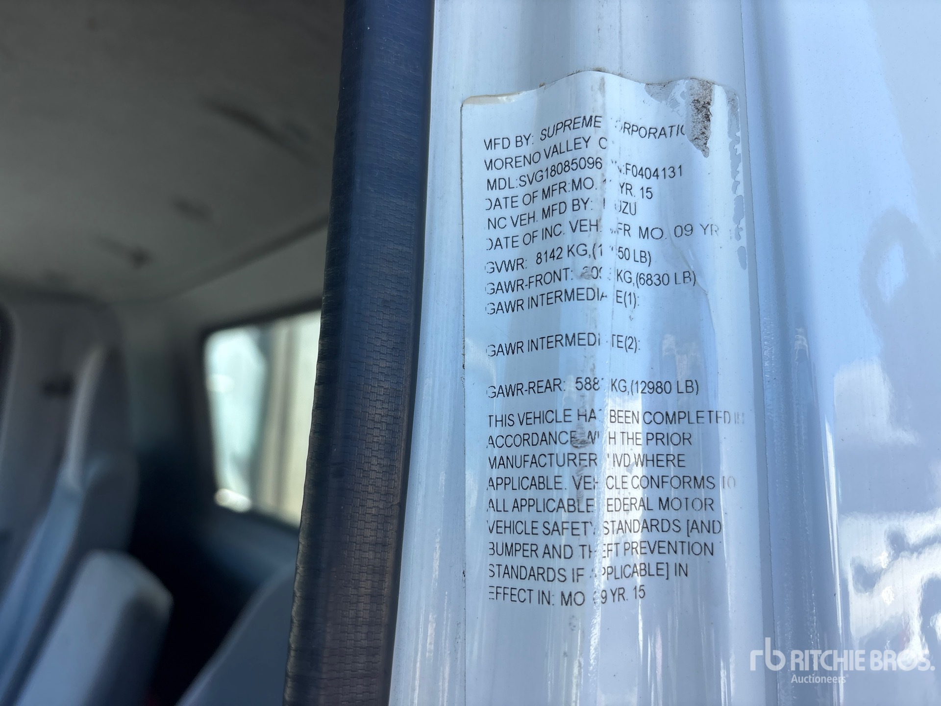 General Appearance with Serial Number / VIN