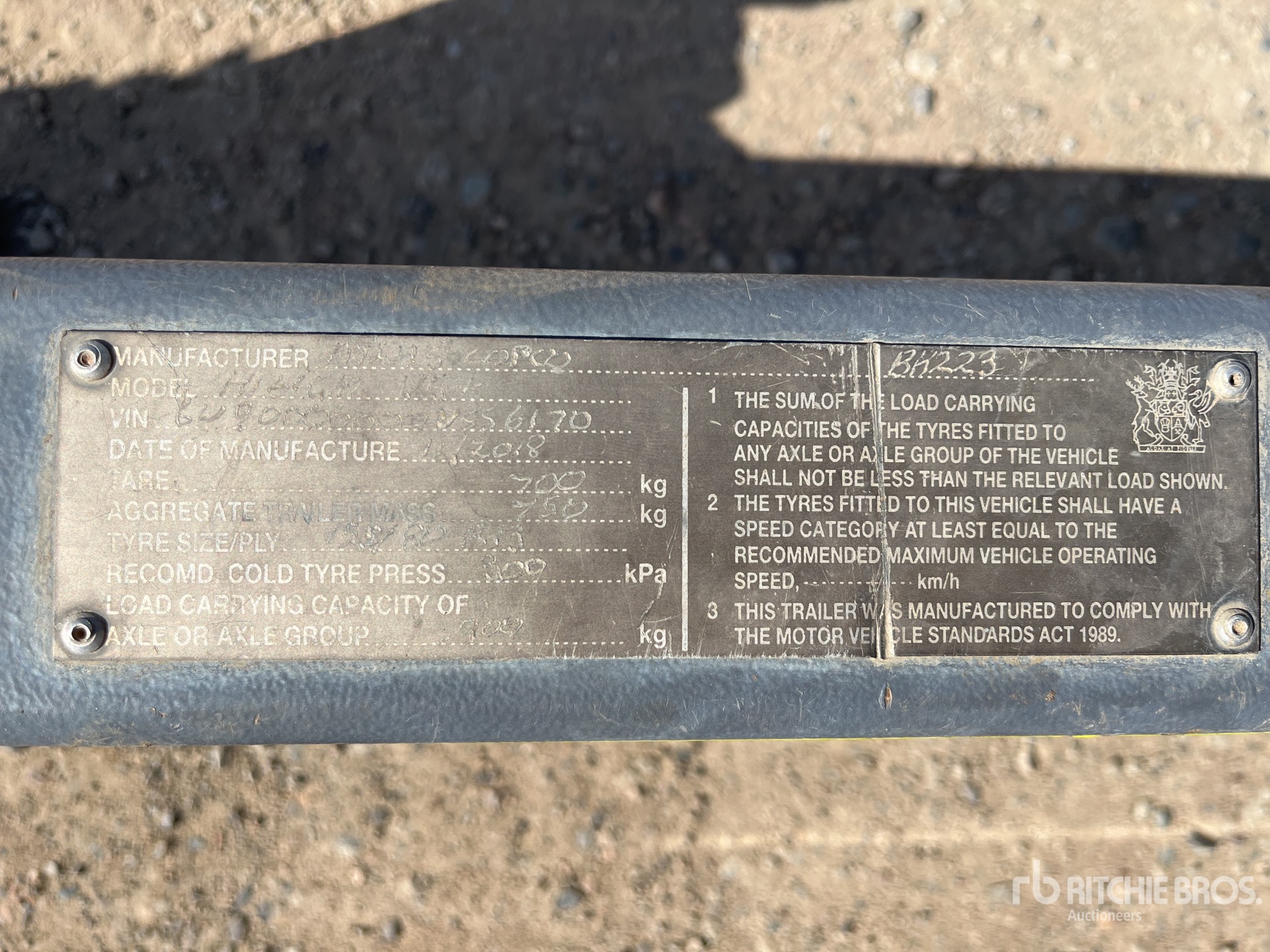 General Appearance with Serial Number / VIN