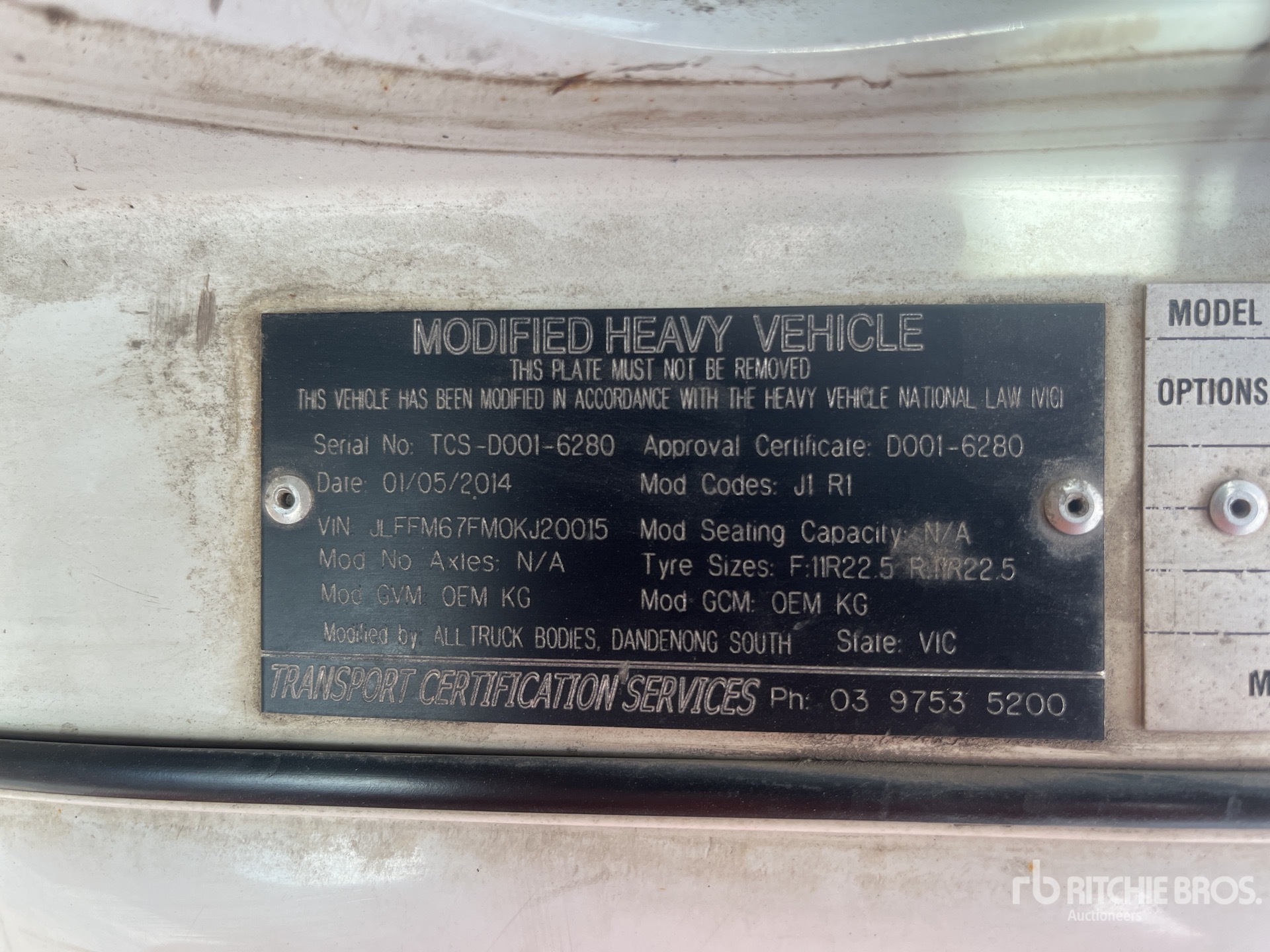 General Appearance with Serial Number / VIN