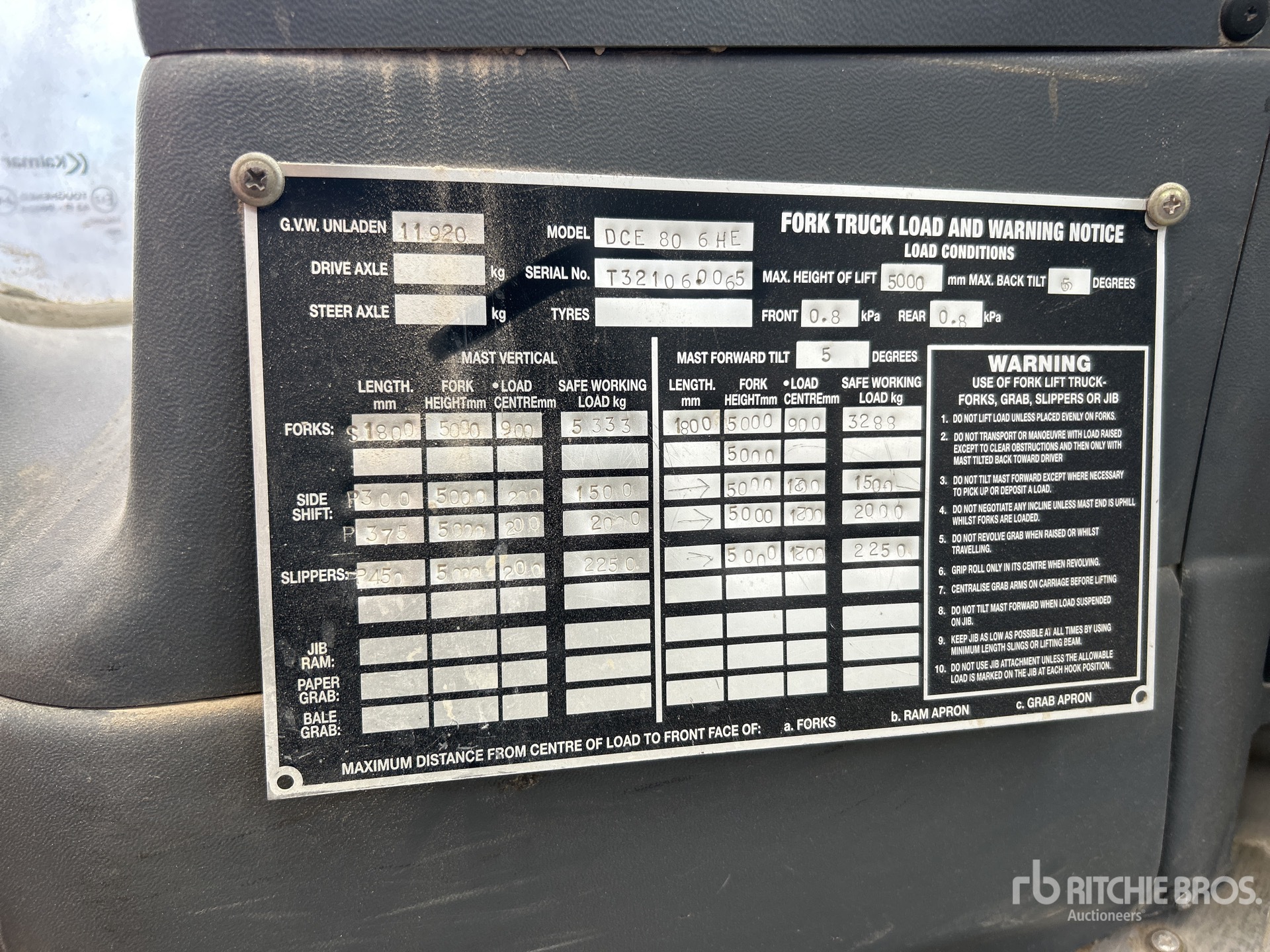General Appearance with Serial Number / VIN