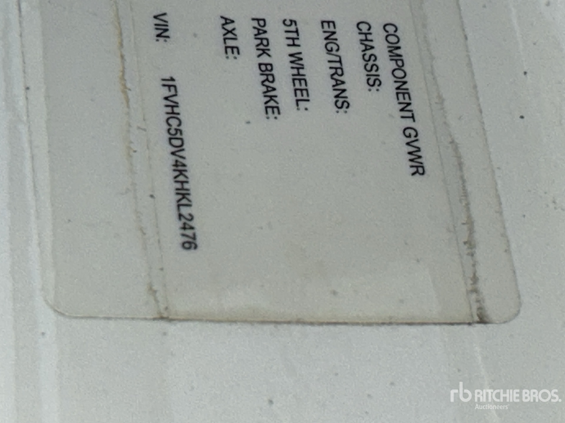 General Appearance with Serial Number / VIN