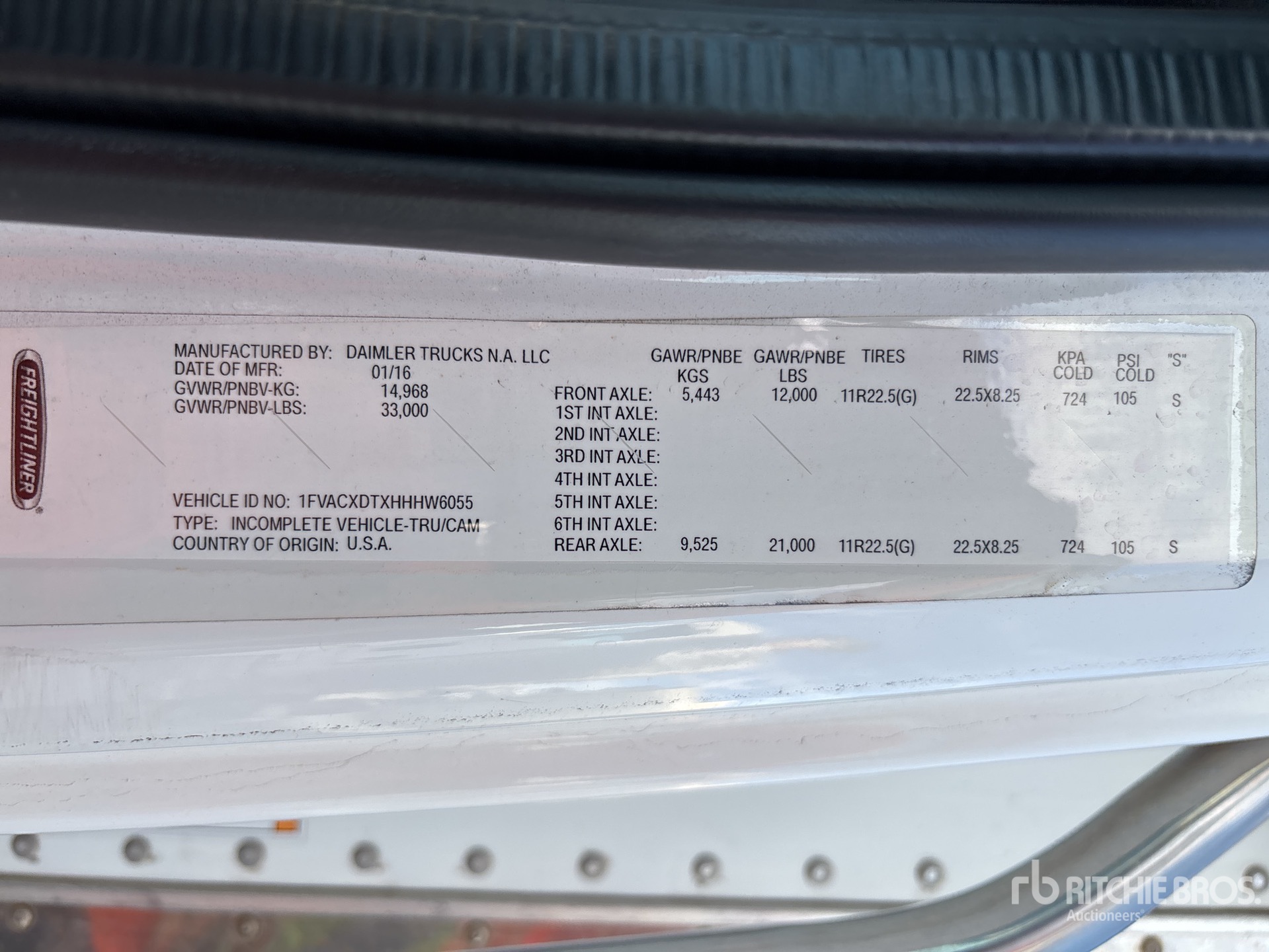 General Appearance with Serial Number / VIN