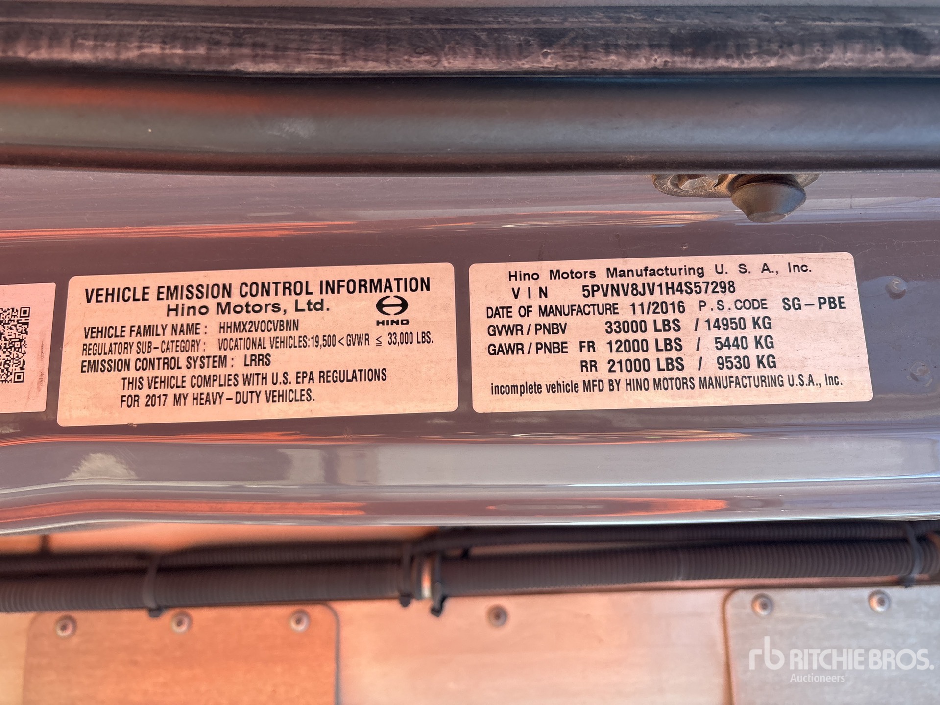 General Appearance with Serial Number / VIN