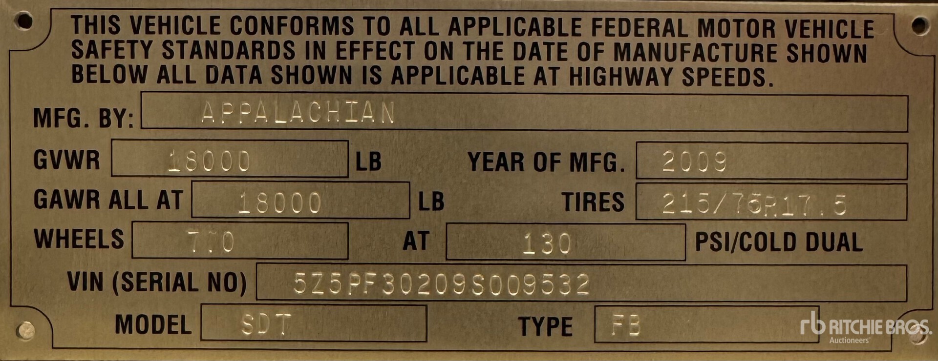 General Appearance with Serial Number / VIN