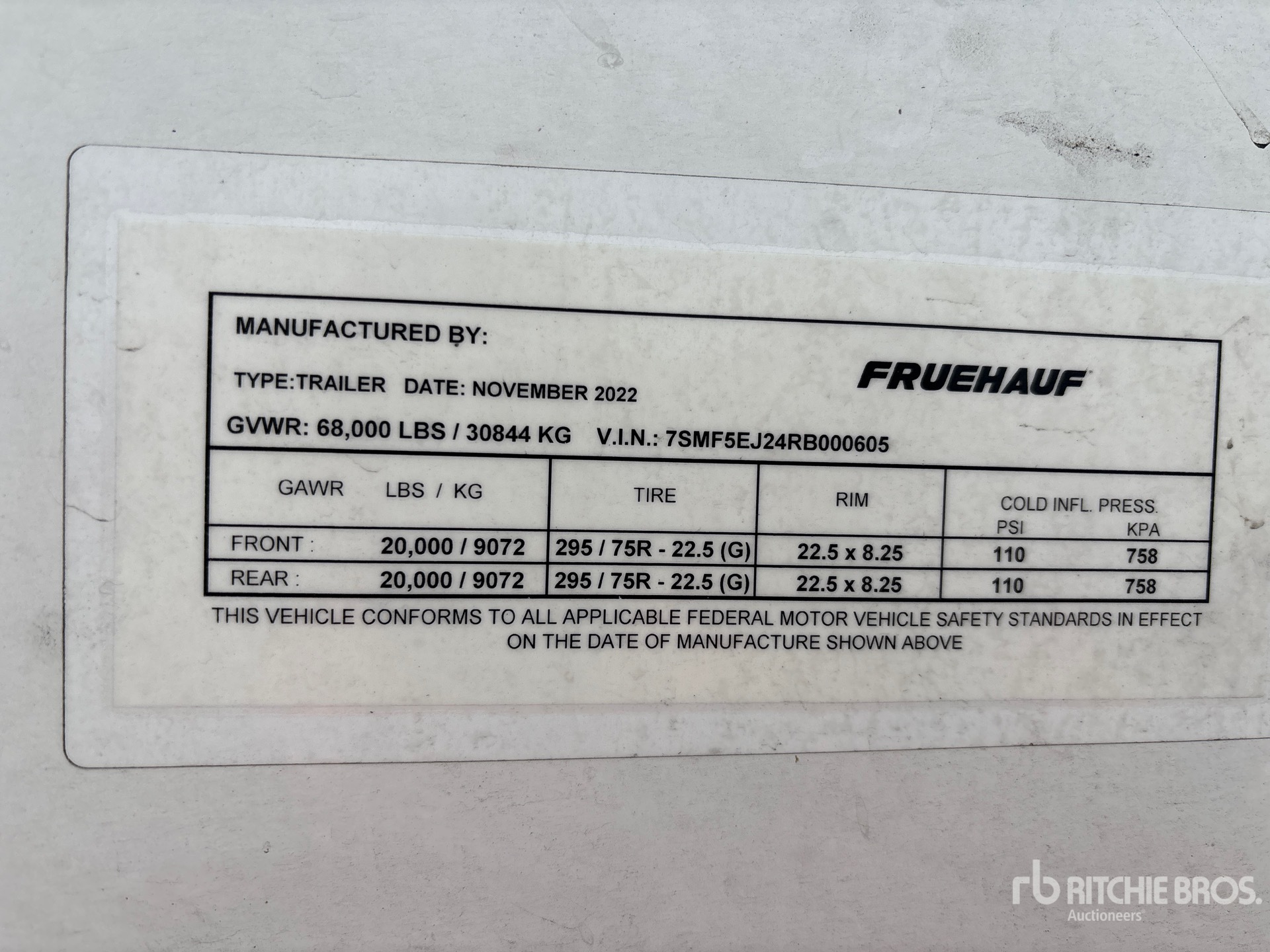 General Appearance with Serial Number / VIN