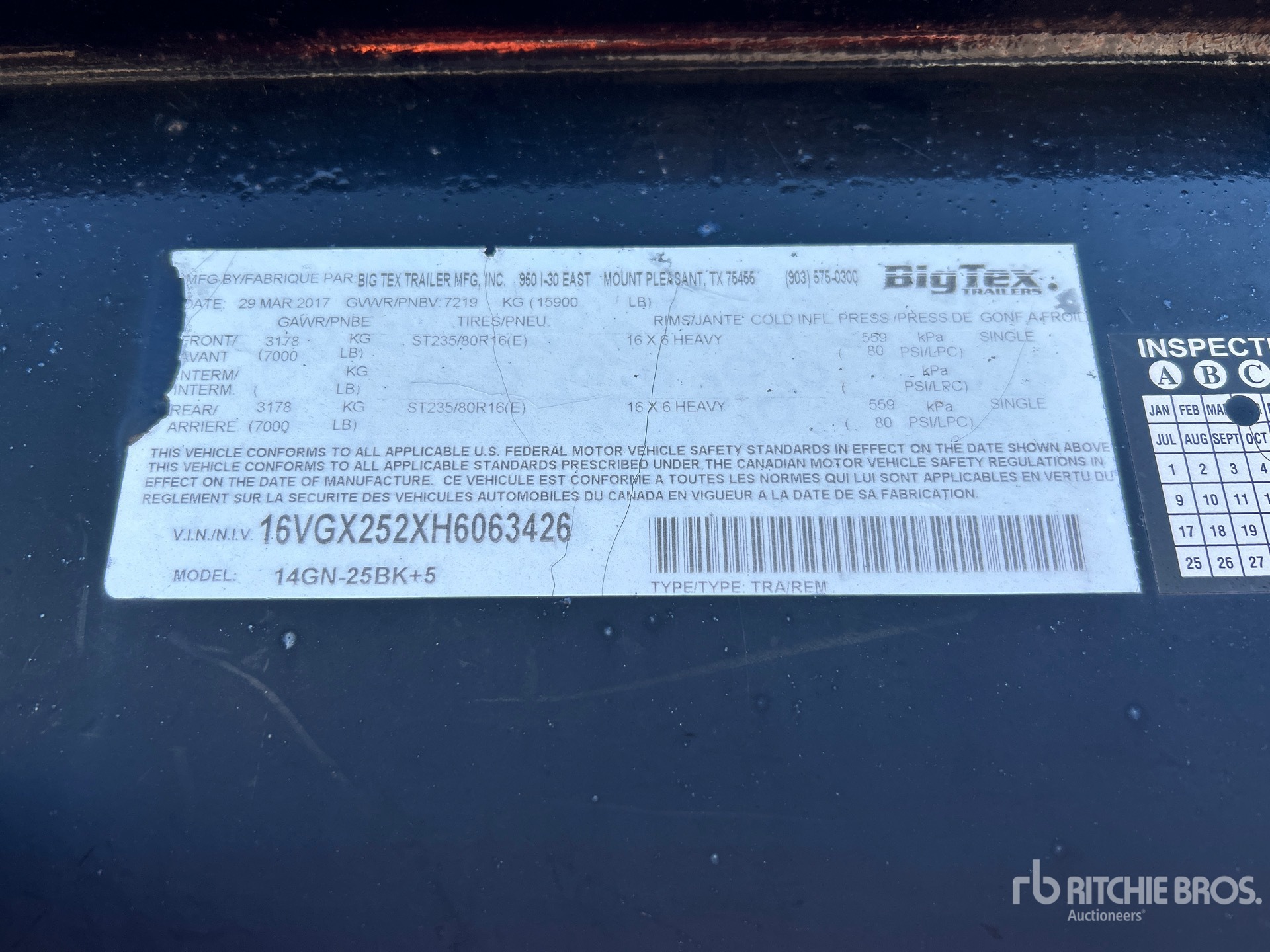 General Appearance with Serial Number / VIN