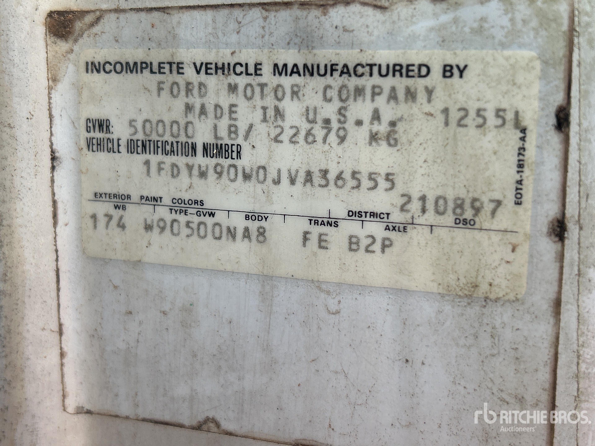 General Appearance with Serial Number / VIN