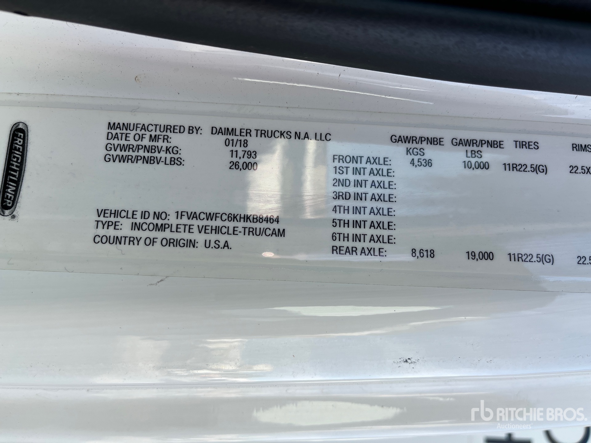 General Appearance with Serial Number / VIN