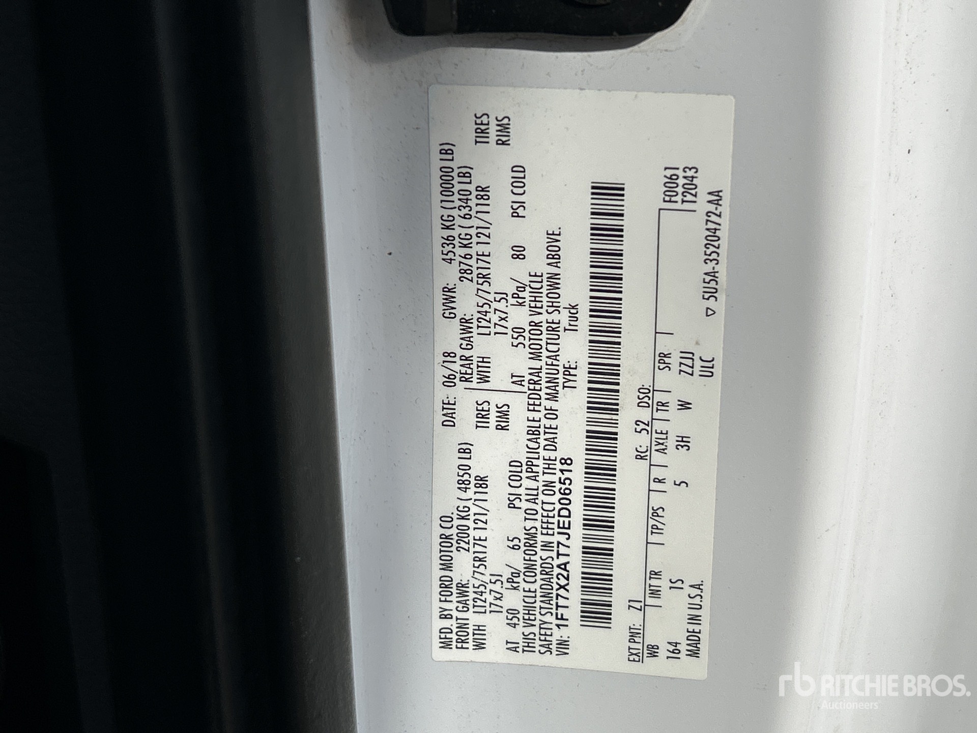 General Appearance with Serial Number / VIN