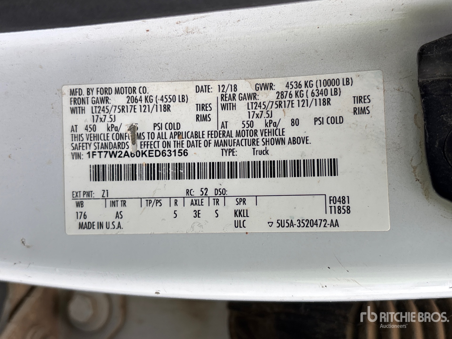 General Appearance with Serial Number / VIN