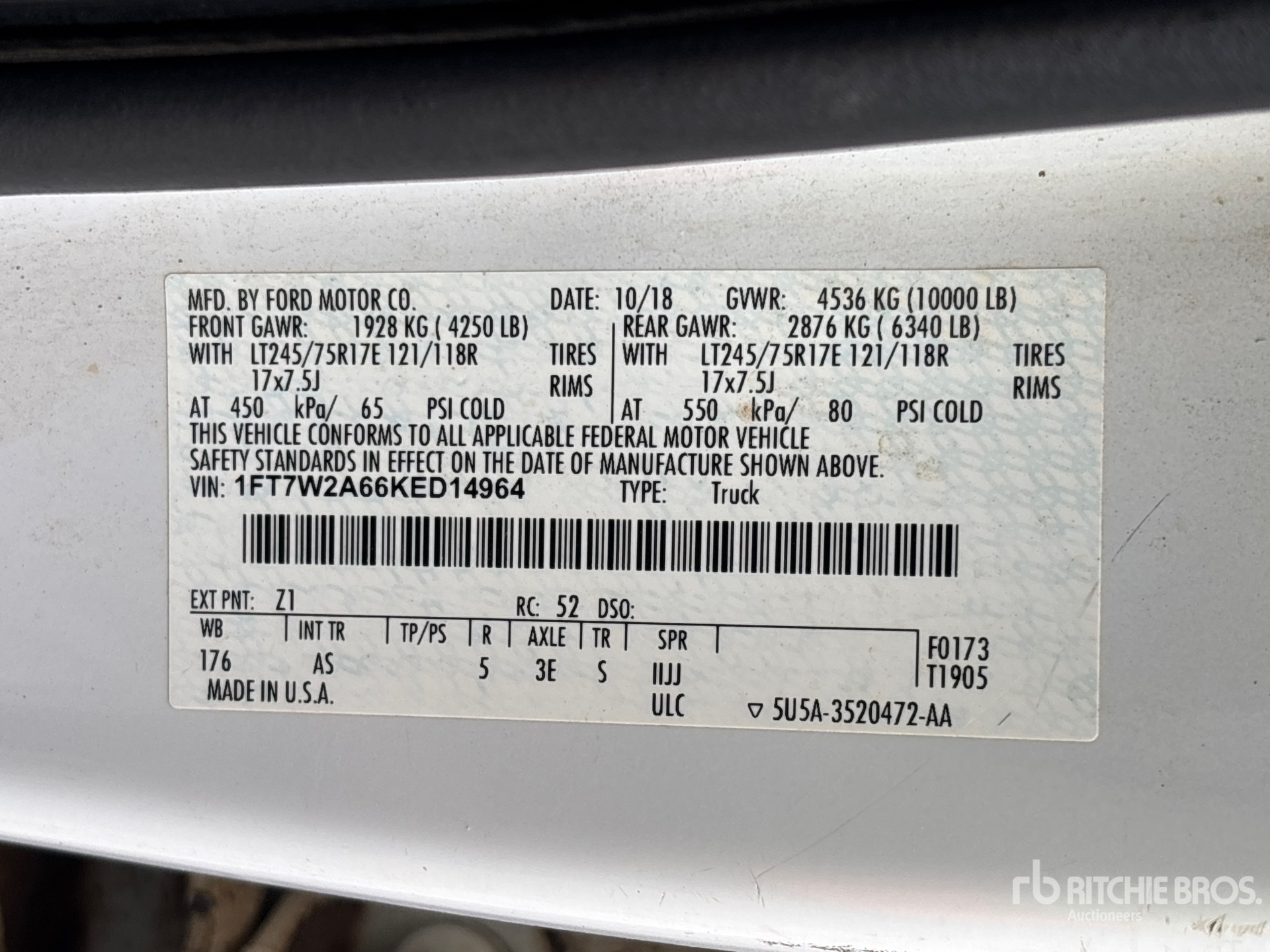 General Appearance with Serial Number / VIN