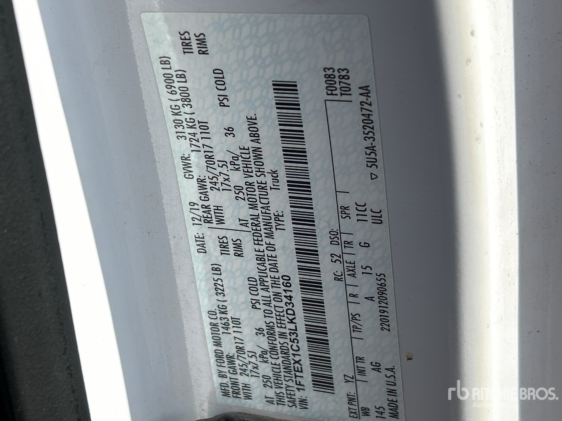 General Appearance with Serial Number / VIN